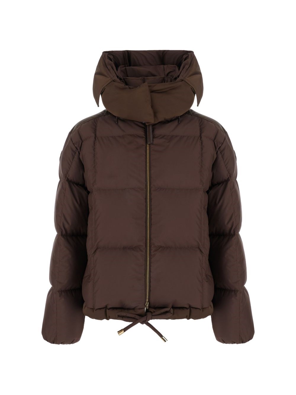 Moncler Legerete Square-Quilted Hooded Short Down Jacket for Women in Brown, Size: 12 - Image 2