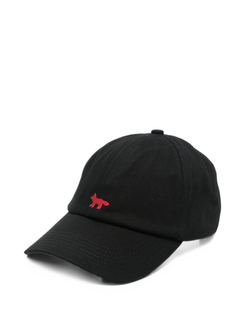 Maison Kitsuné Fox-Patch Cotton Baseball Cap — Black
