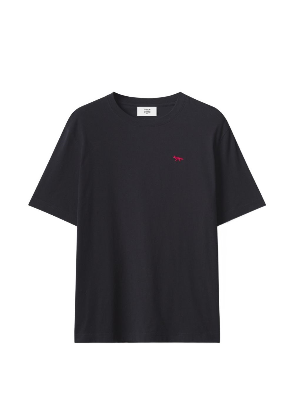 Maison Kitsuné Red Profile Fox Embroidered T-shirt — Black