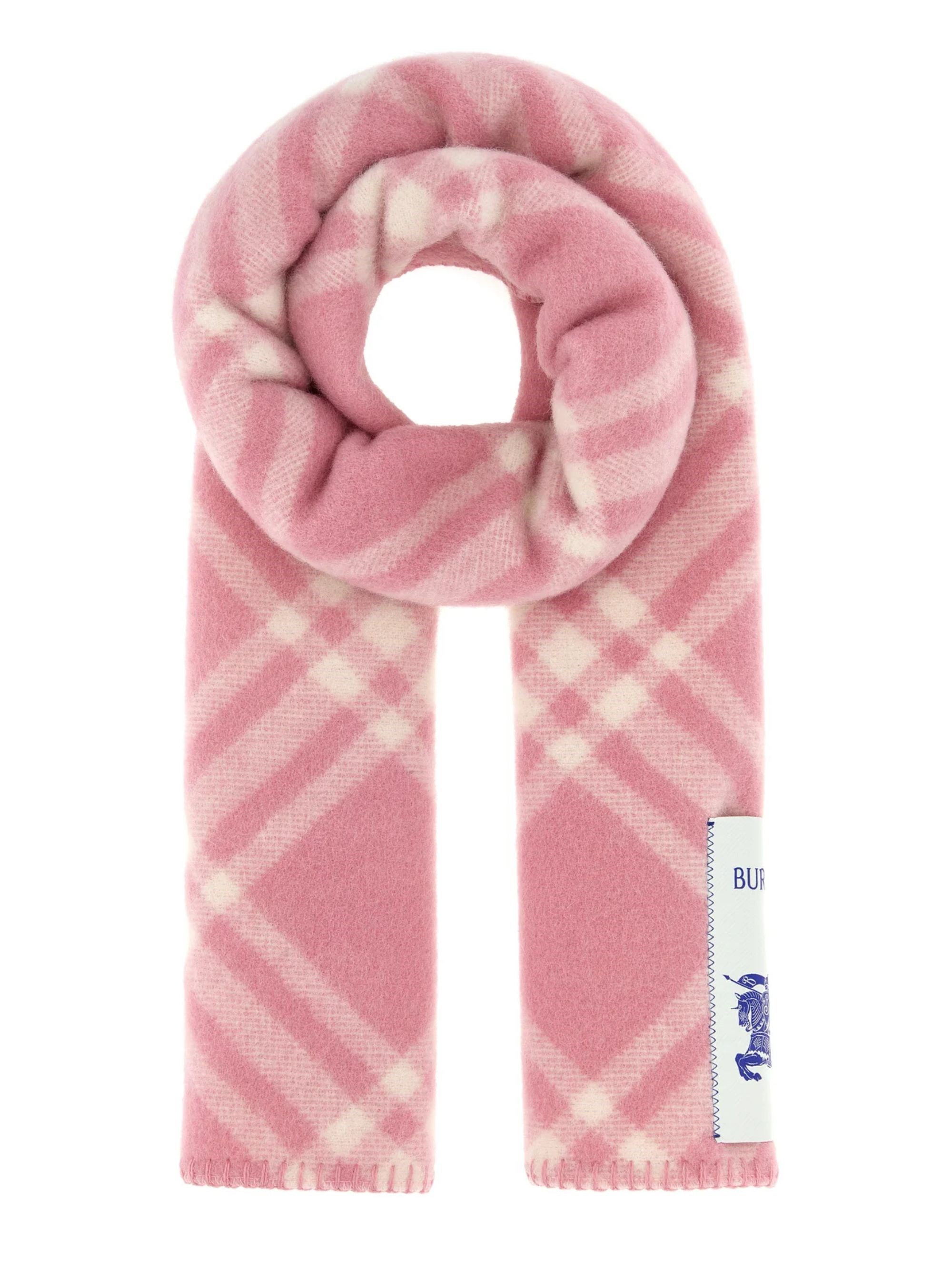 BURBERRY | Sciarpa con cappuccio in lana Check rosa | Women | PZ