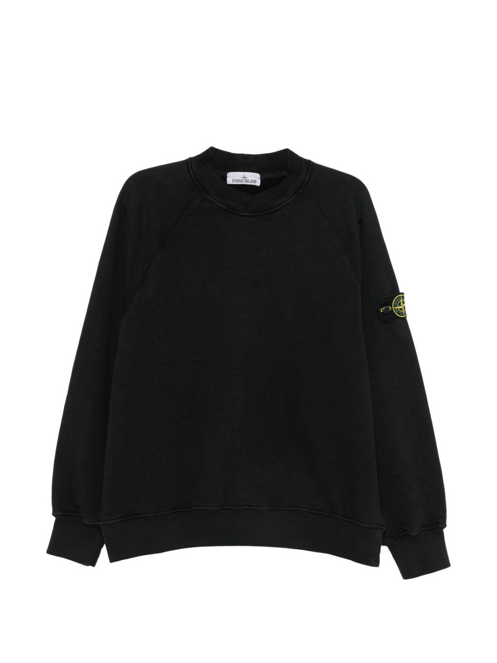 Felpa girocollo oversize in cotone nero con badge logo sulla manica sinistra.