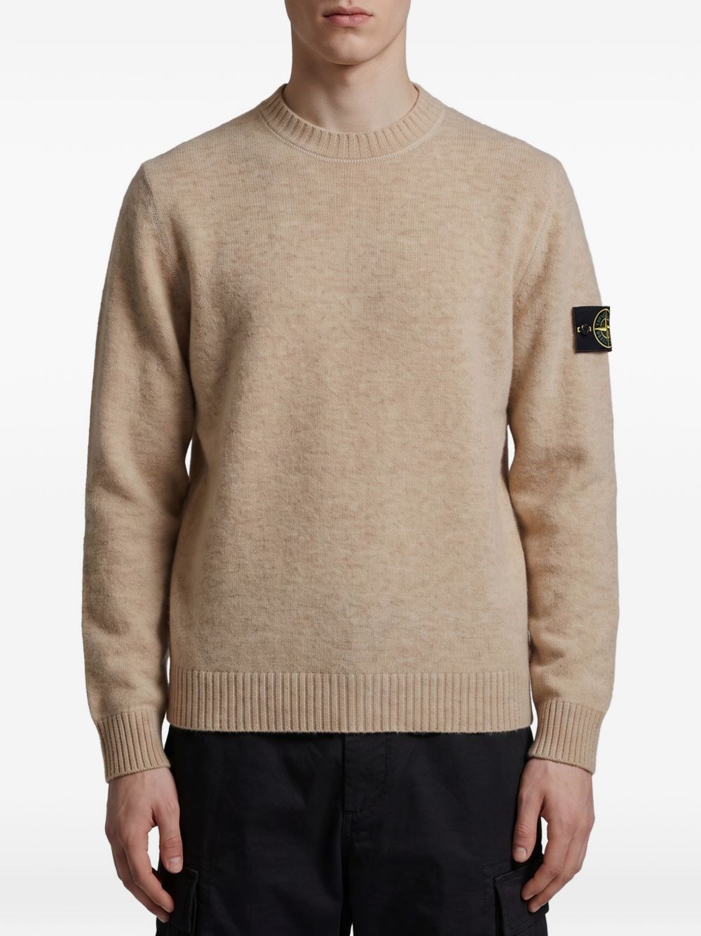 Stone Island Crew Neck Alpaca & Virgin Wool Sweater — Beige