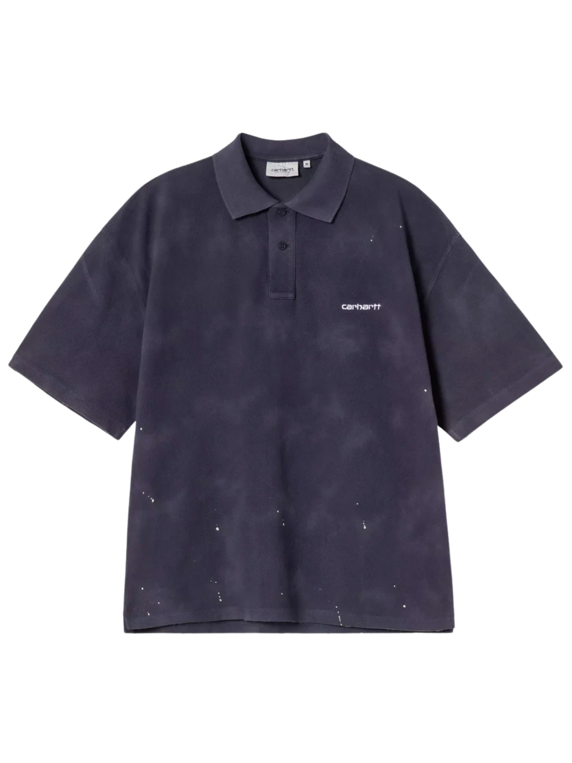 CARHARTT WIP_Polo Painter bleu avec traitement en cuir verni et vieilli_Bleu_XL_Homme