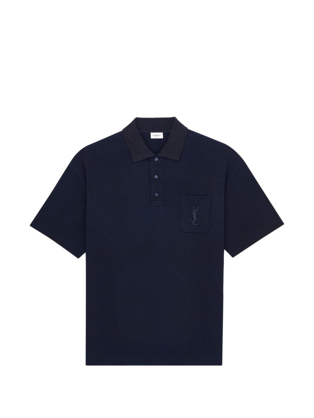 SAINT LAURENT | Polo Cassandre in piquet di cotone blu | Man | M
