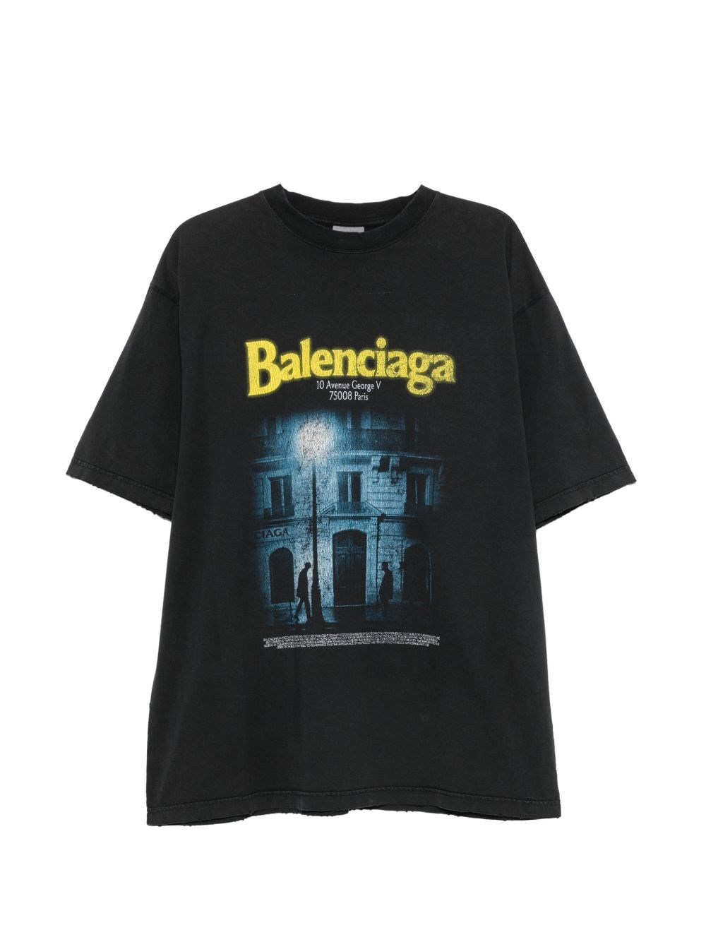 T-shirt The Address coupe moyenne en coton noir délavé