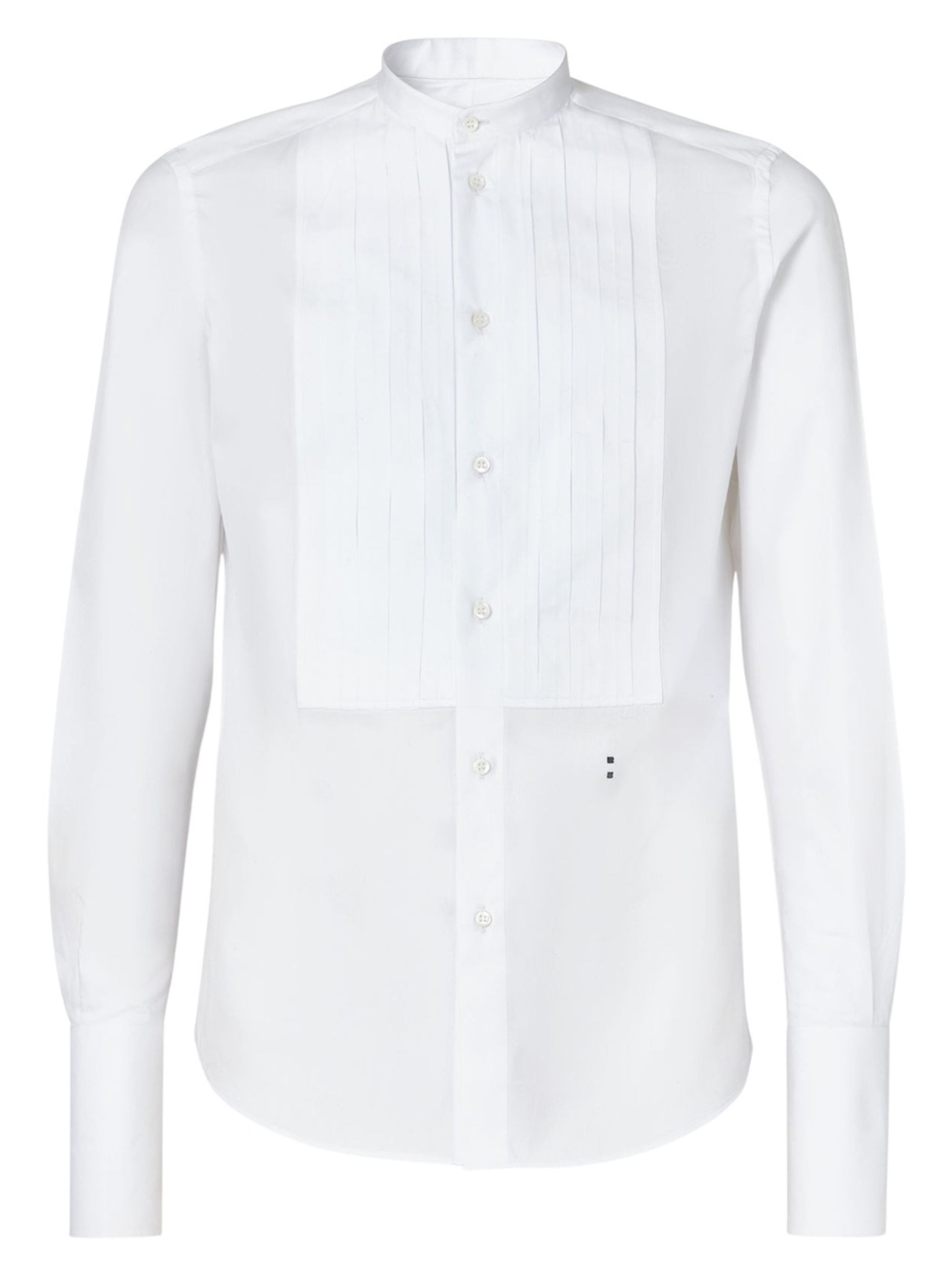 FENDI | Camicia slim fit in popeline di cotone bianco con plastron | Man | 41