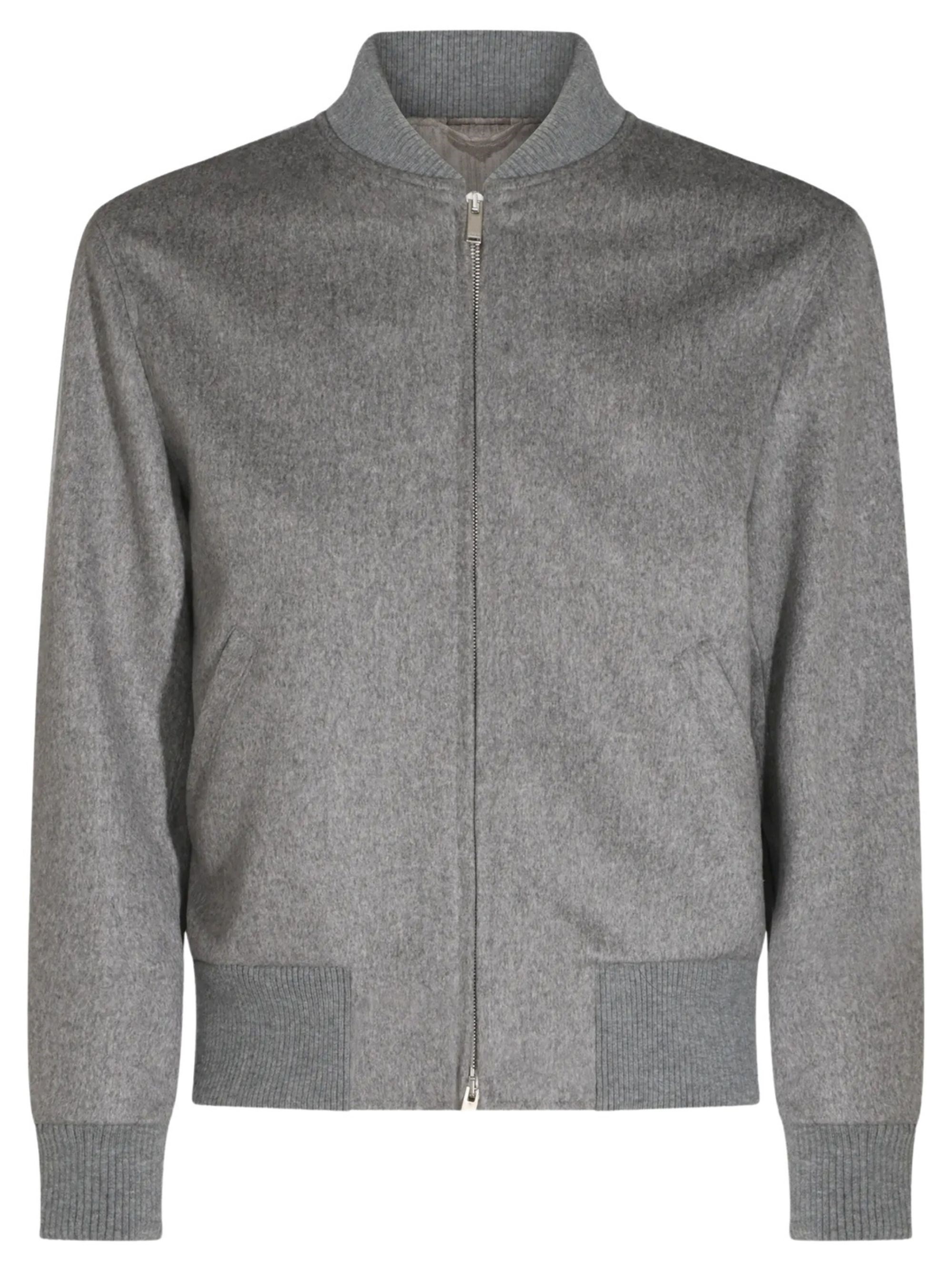 Lardini Ribbed-Trim Wool Bomber Jacket
