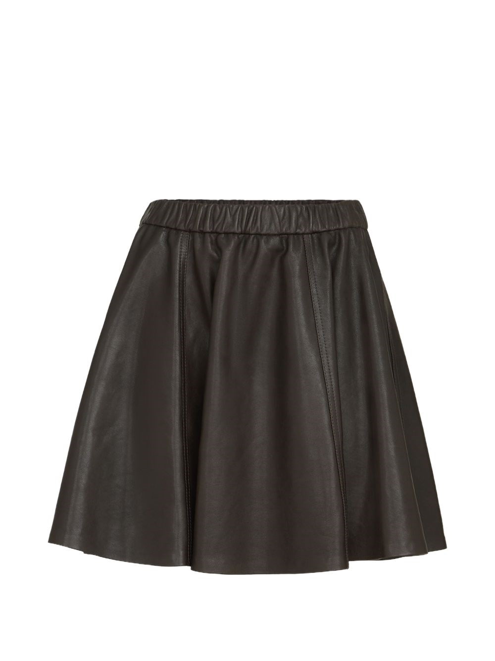 Brunello Cucinelli Leather Mini Skirt In Brown