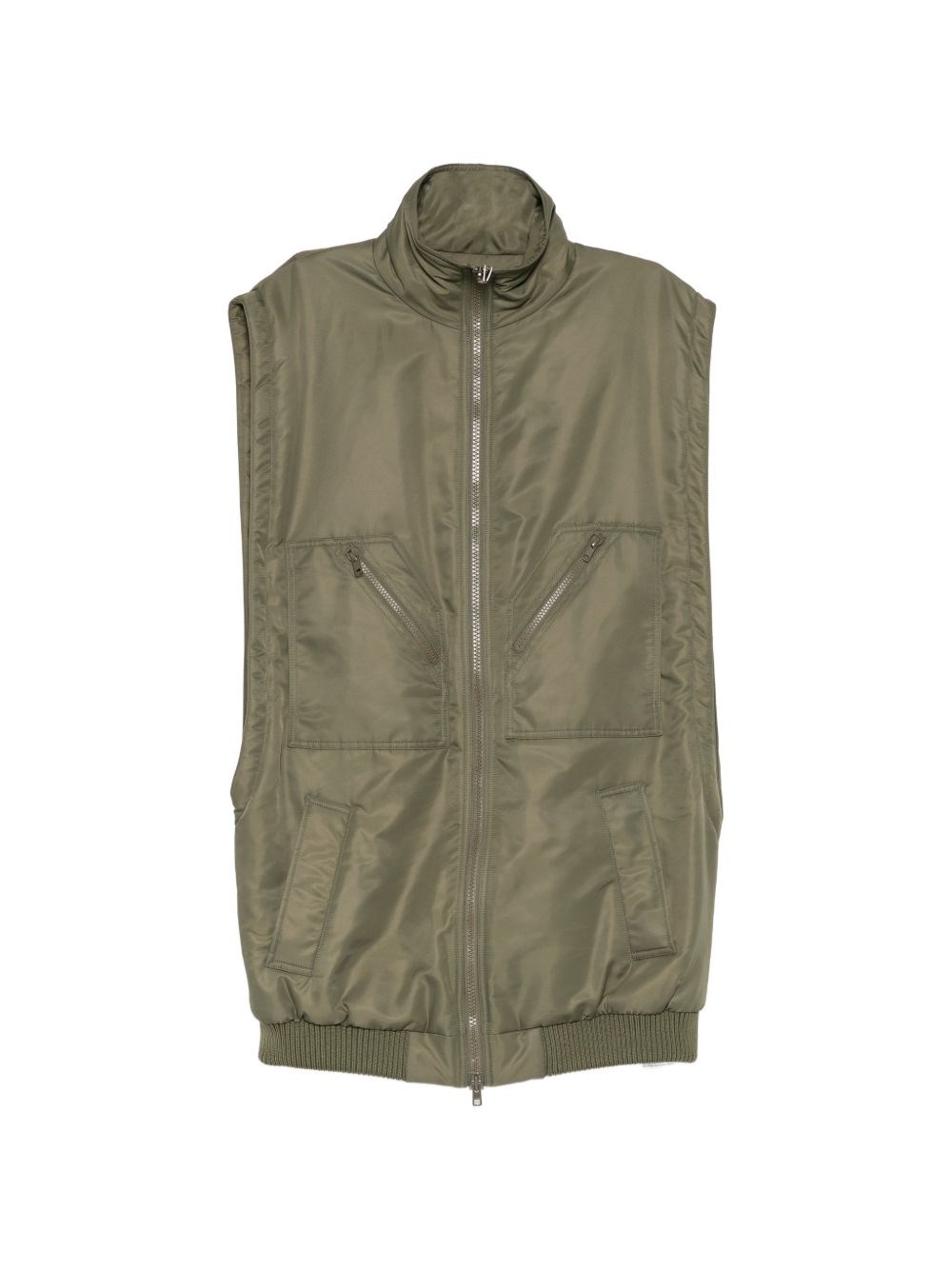 MM6 MAISON MARGIELA_Gefütterte Weste in Khaki mit Reißverschluss_Grün_38 IT_Frau