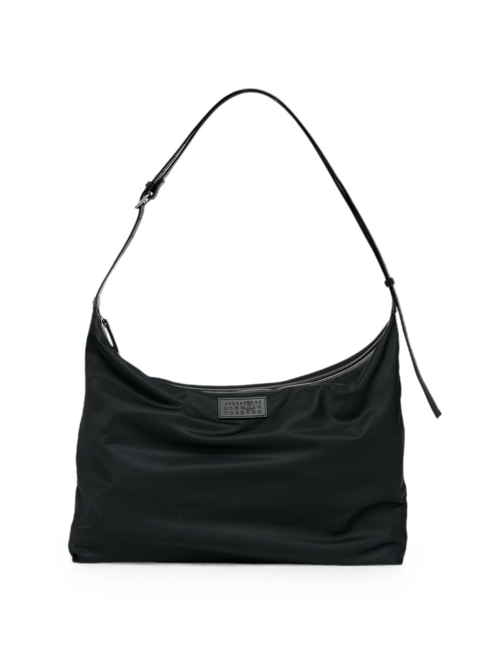 MM6 MAISON MARGIELA_Umhängetasche aus schwarzem Nylon-Twill mit Numeric-Aufnäher_Schwarz__Unisex