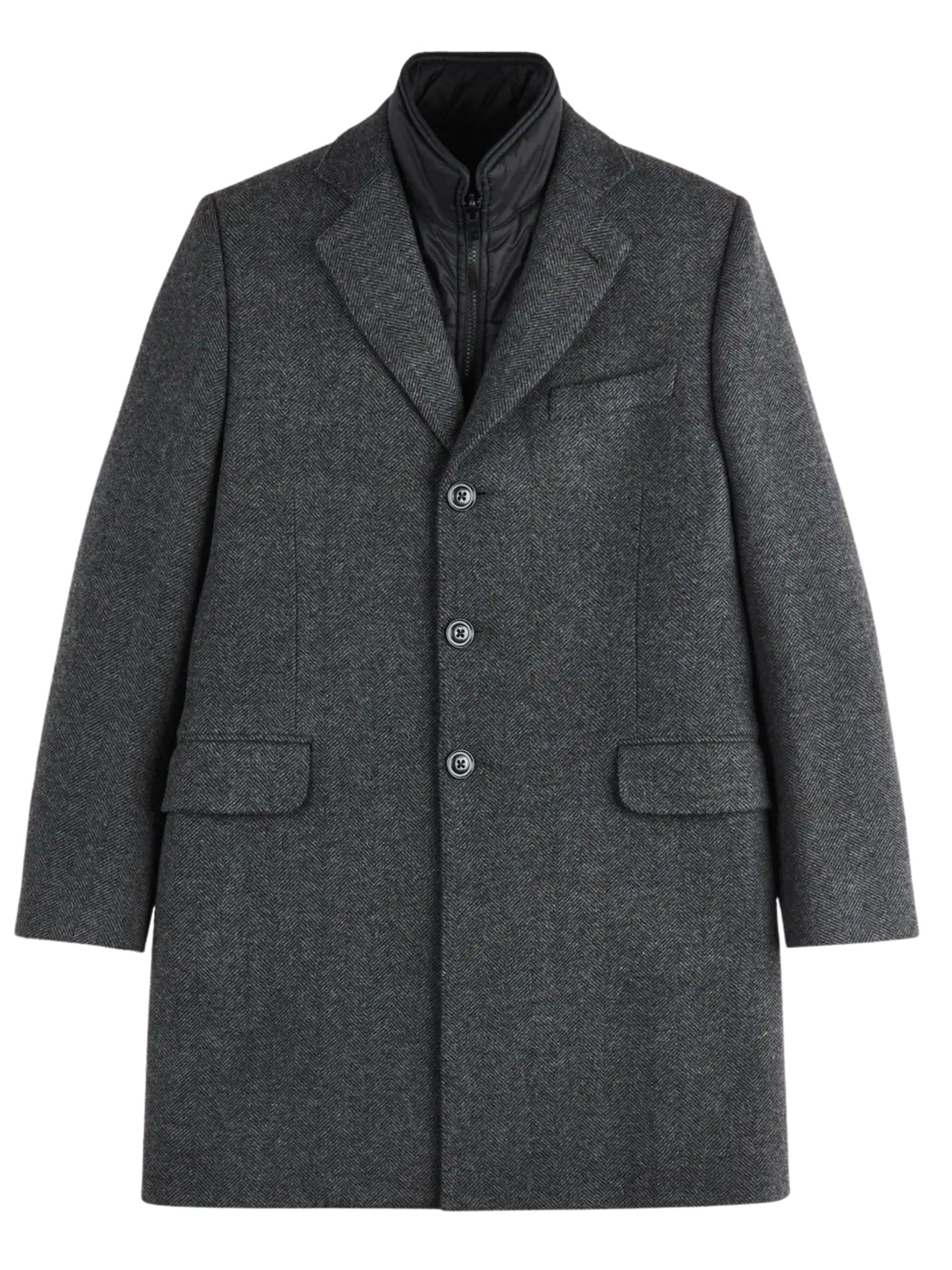 Herringbone-Pattern Double Coat