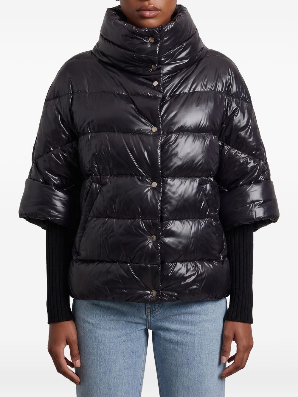 HERNO HERNO Cape-Style Puffer Jacket With Knit Cuffs