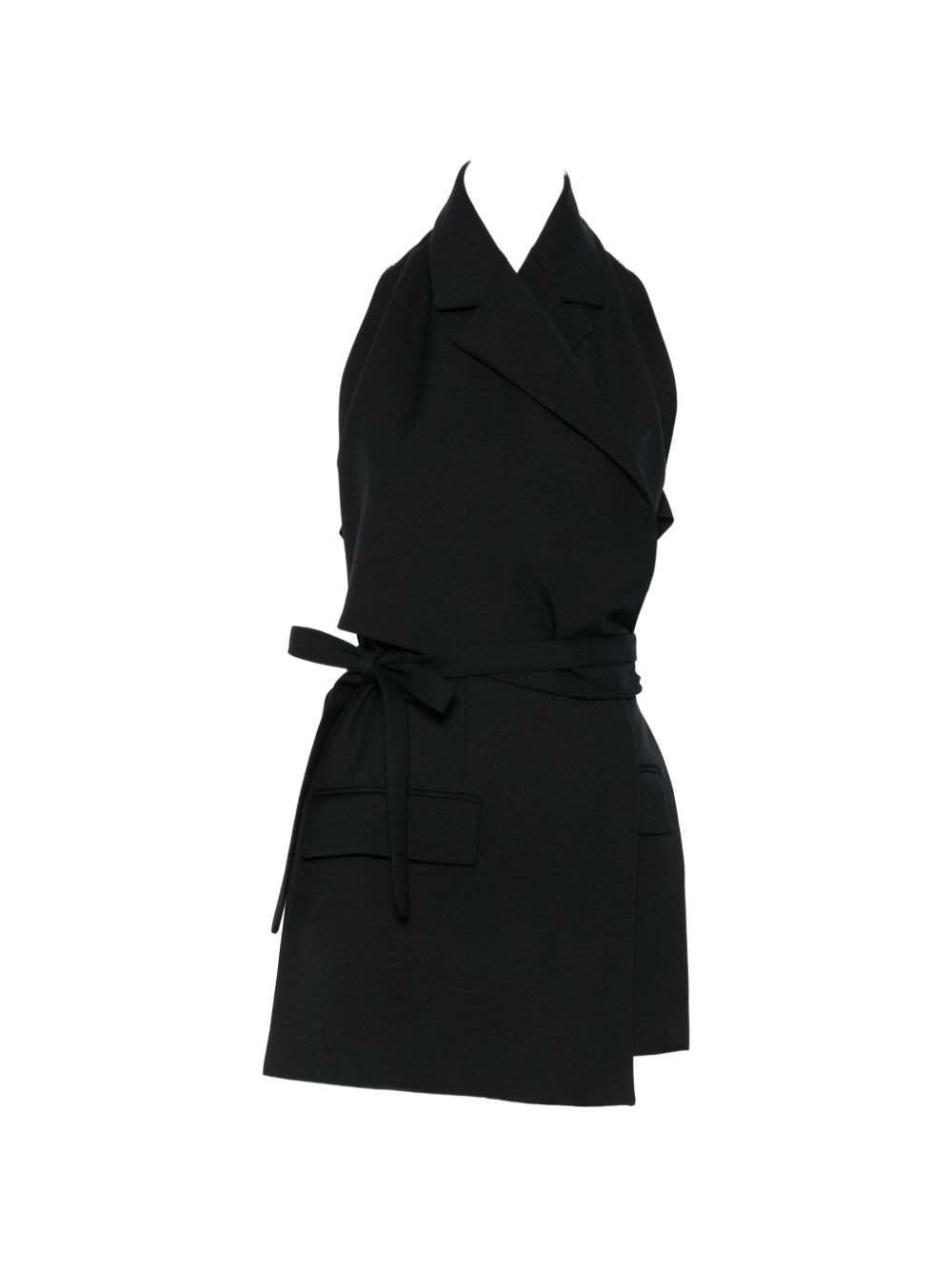 DRIES VAN NOTEN | Black wool twill Geline backless vest top | female | 38