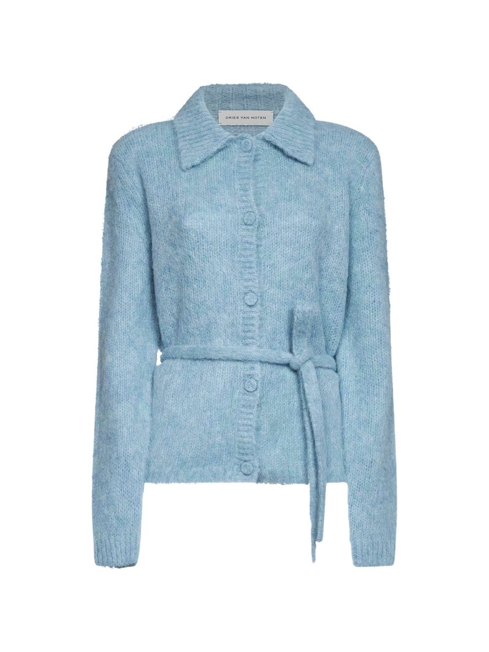 DRIES VAN NOTEN | Light blue alpaca blend Toco belted polo-style cardigan | female | M