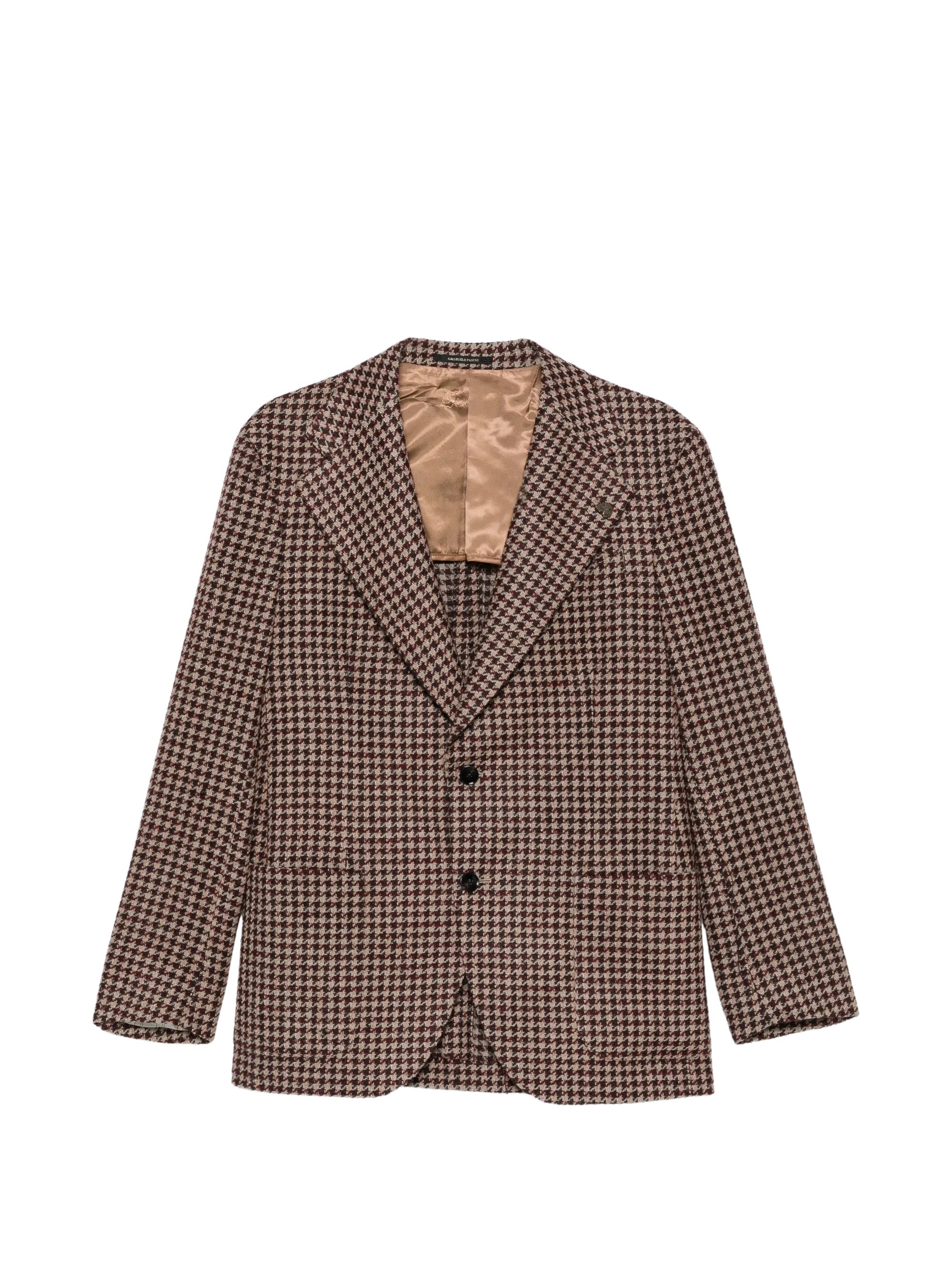 Houndstooth-Pattern Notched-Lapels Jacket