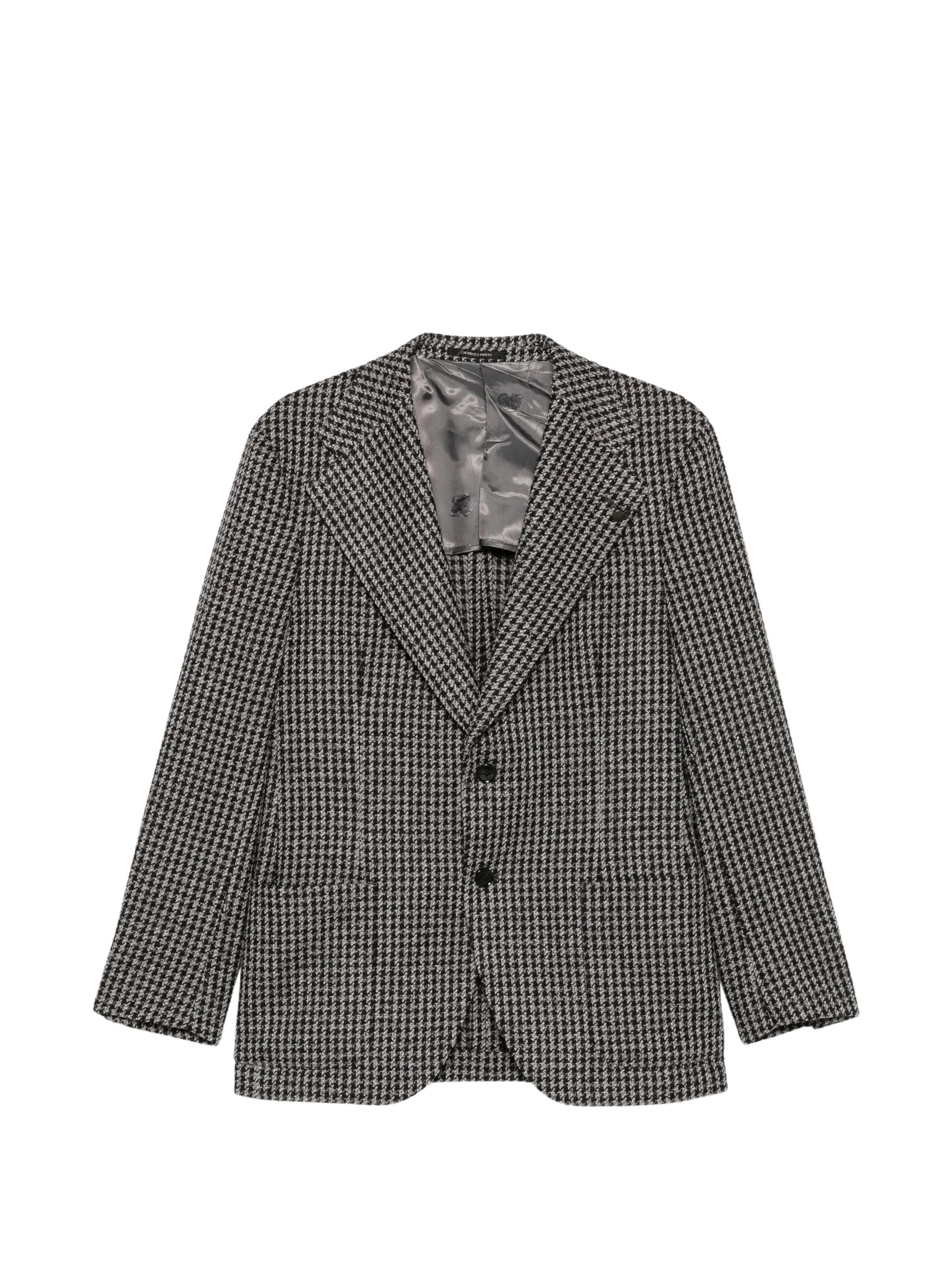 Houndstooth-Pattern Single-Breasted Blazer