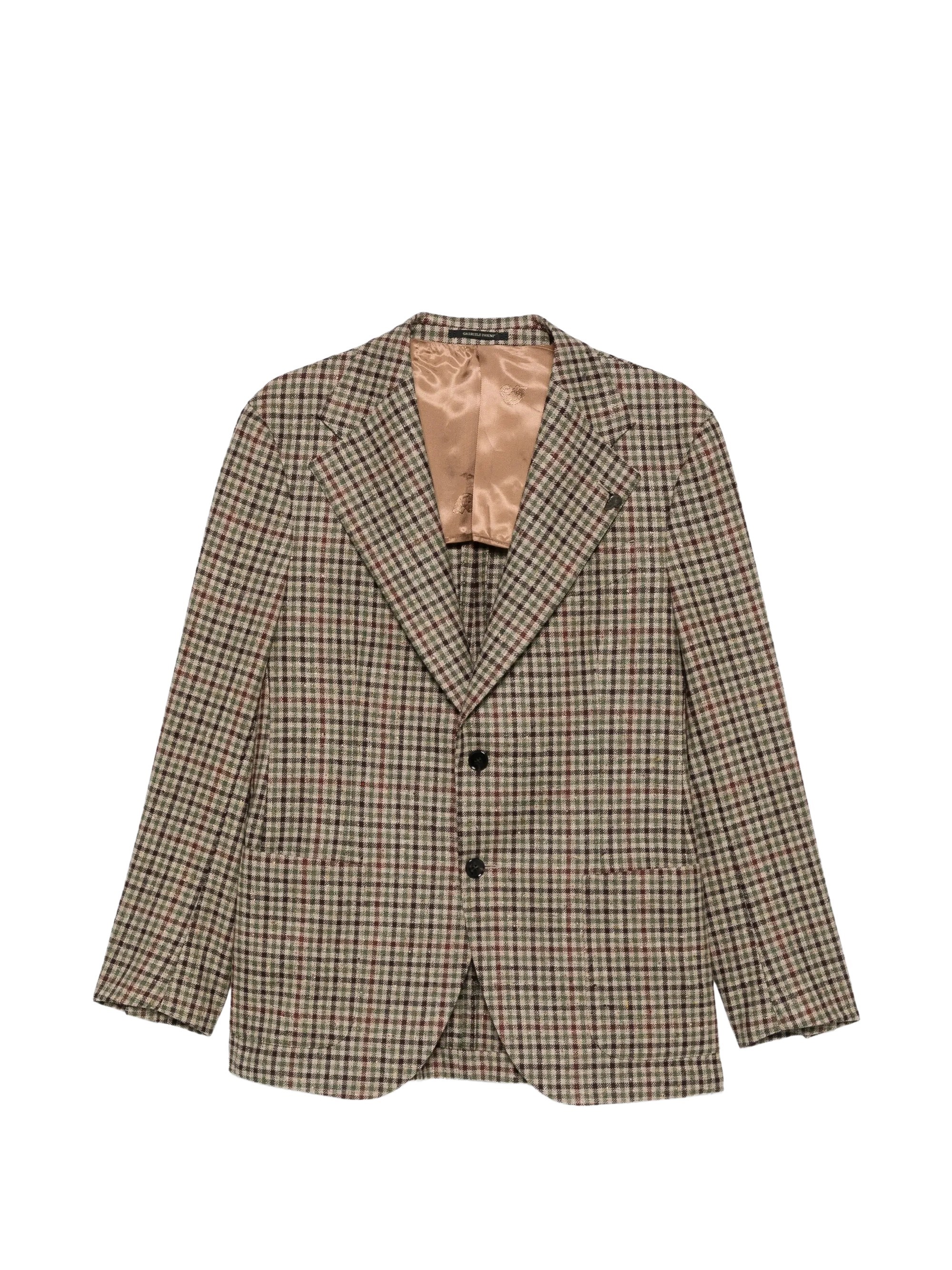 Check-Pattern Peak-Lapels Blazer