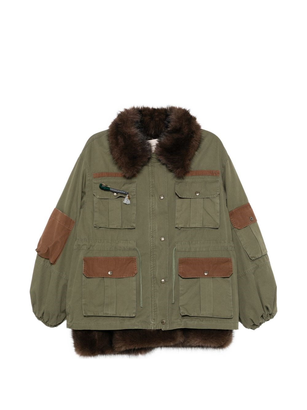 Faux Fur Detail Cotton Parka Coat