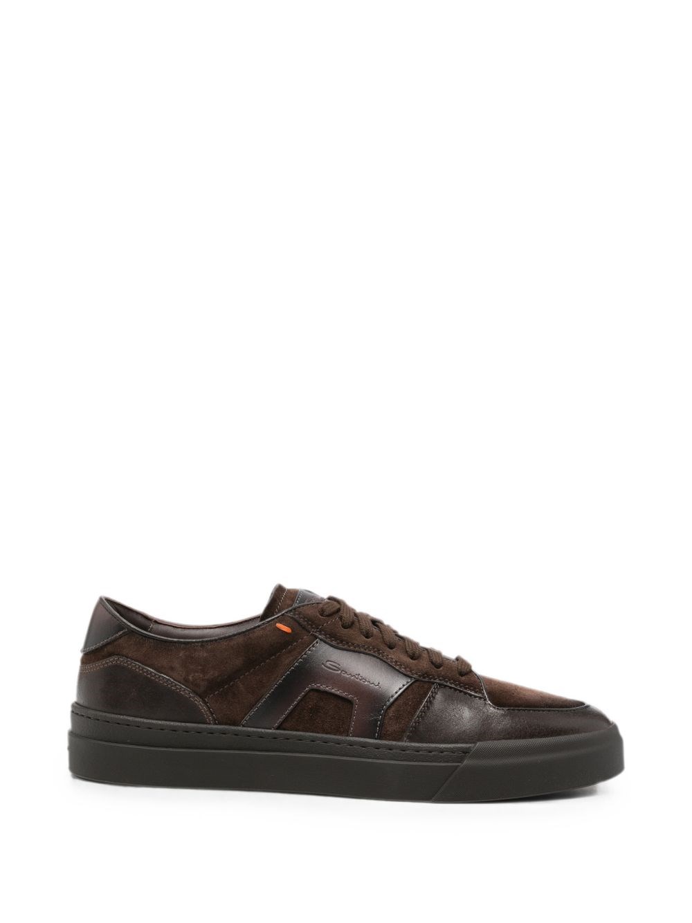 Santoni , Sneakers, Male, Brown, 7 Uk, Suede Panelled Trainers - Image 2