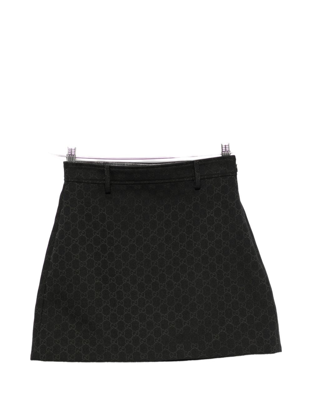 Gucci Solid Color Flared Umbrella Skirt In Black