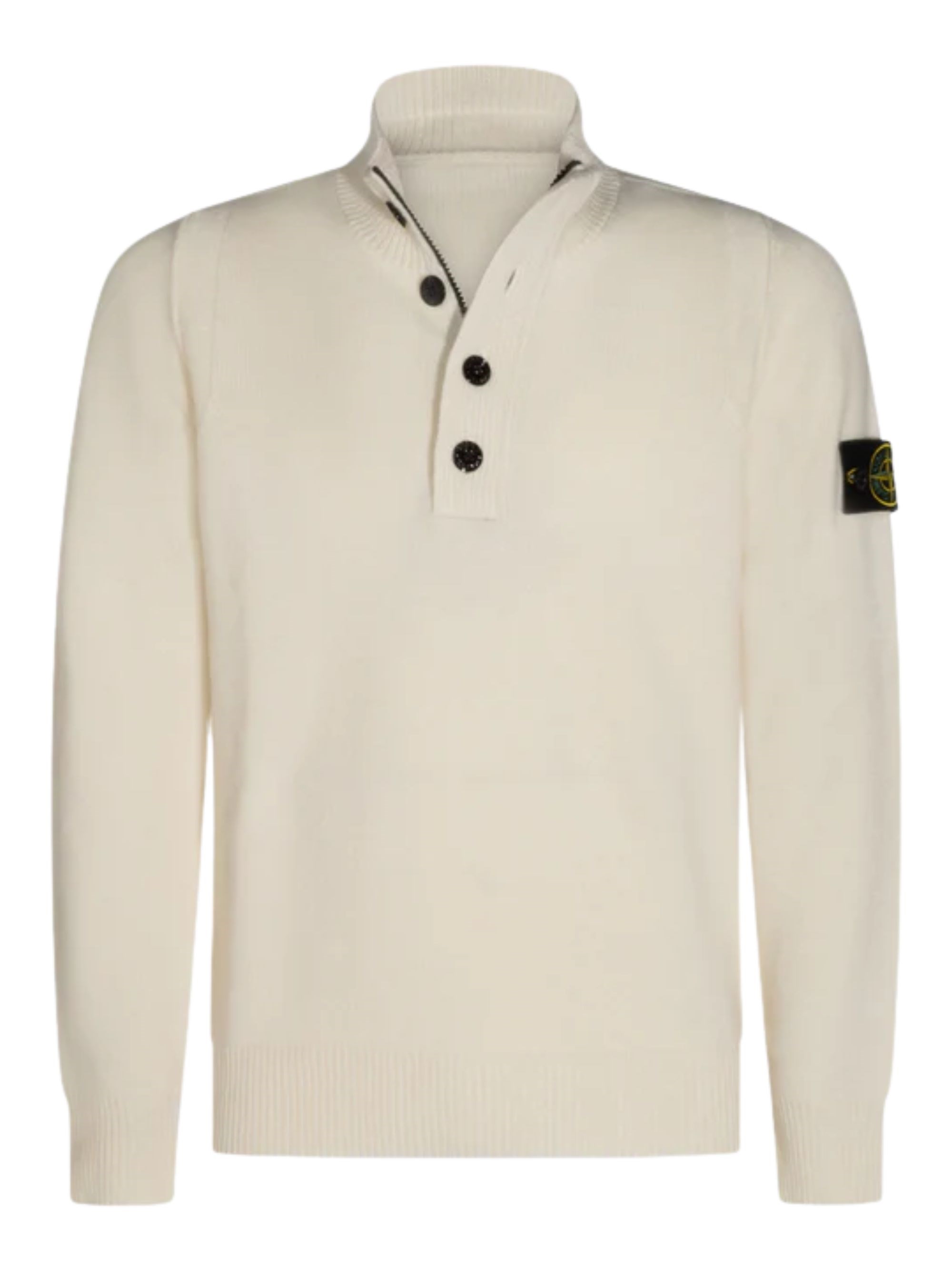 STONE ISLAND 1/4 BUTTON 5100040 SWEATER Size: M, colour: IVORY