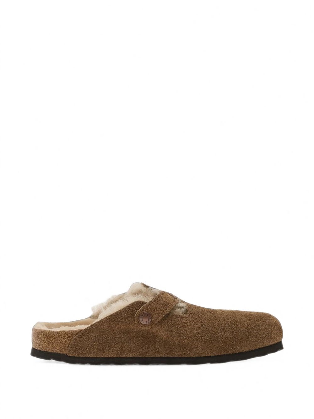 Birkenstock Boston Shearling Suede Leather ciabatte slide mules da donna in scamoscio