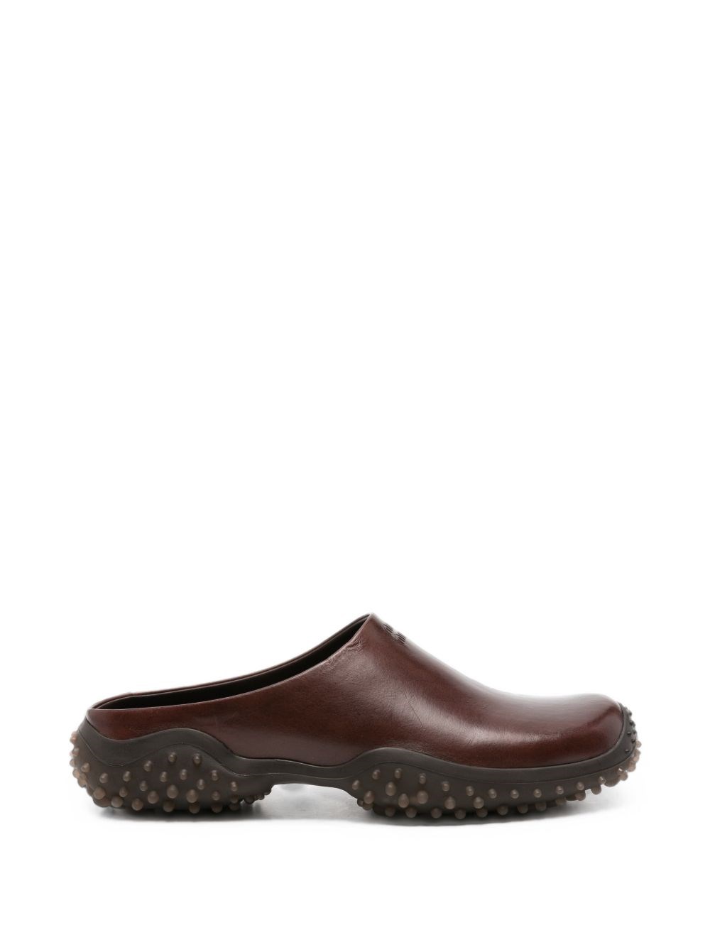 Coffee brown leather mules