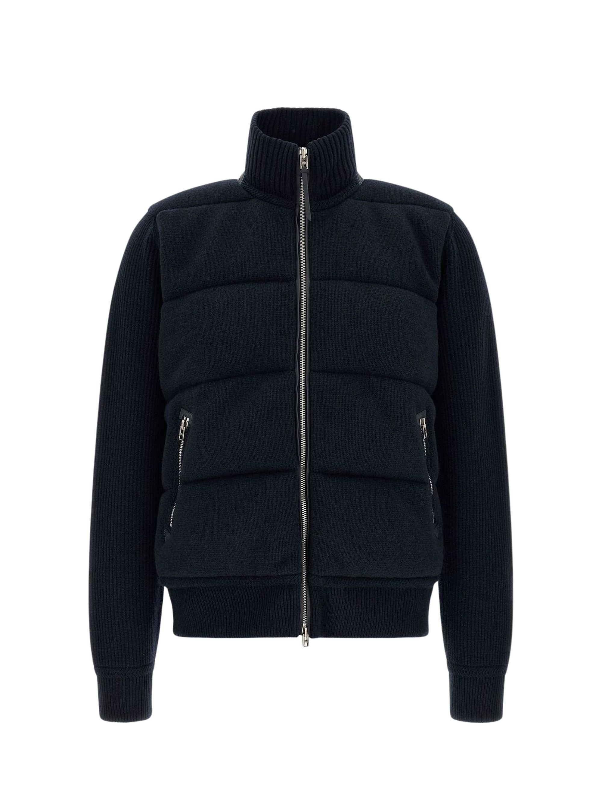 Navy Blue Quilted Virgin Wool Jacket