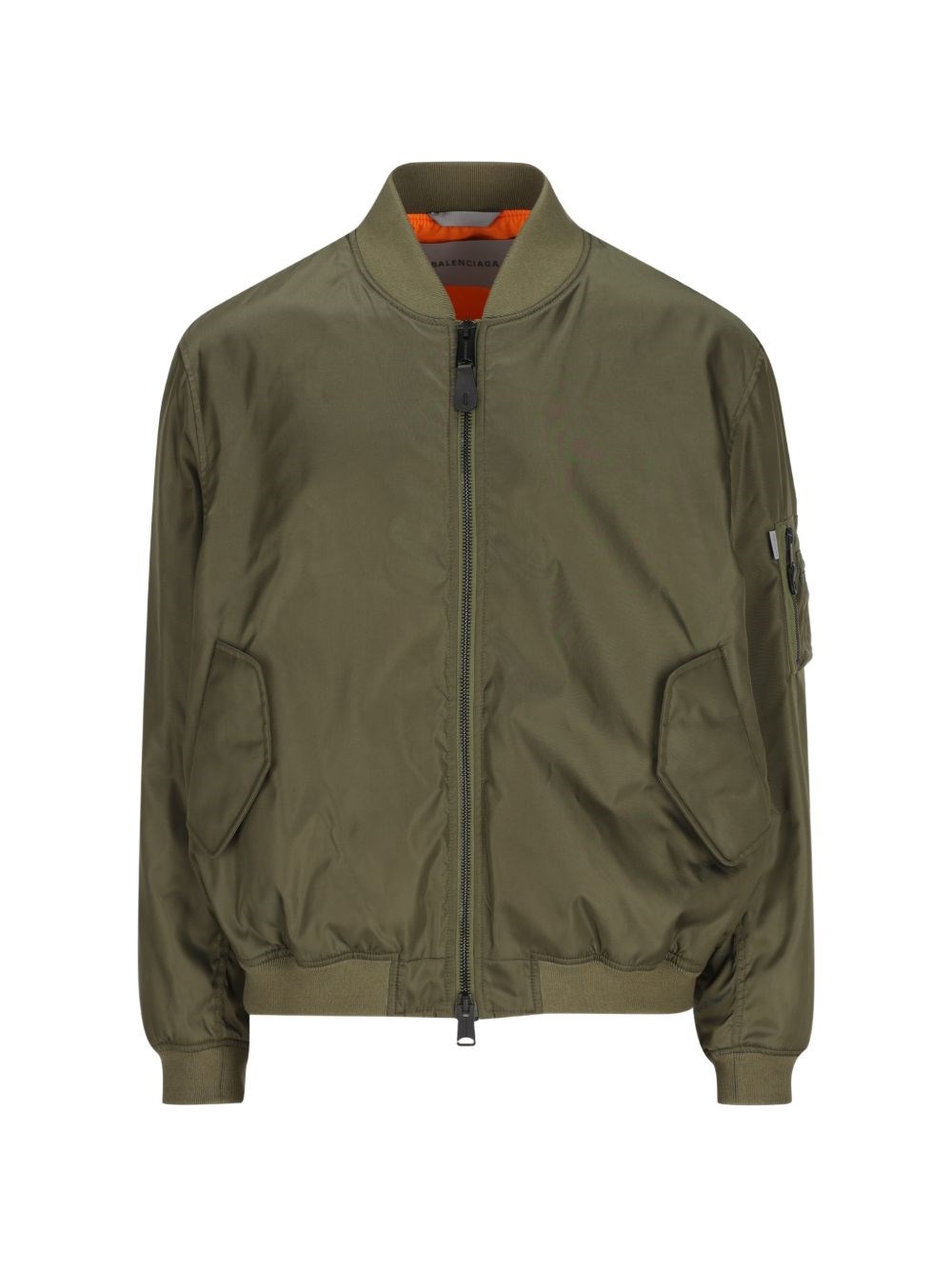 Khaki green nylon zip-up jacket