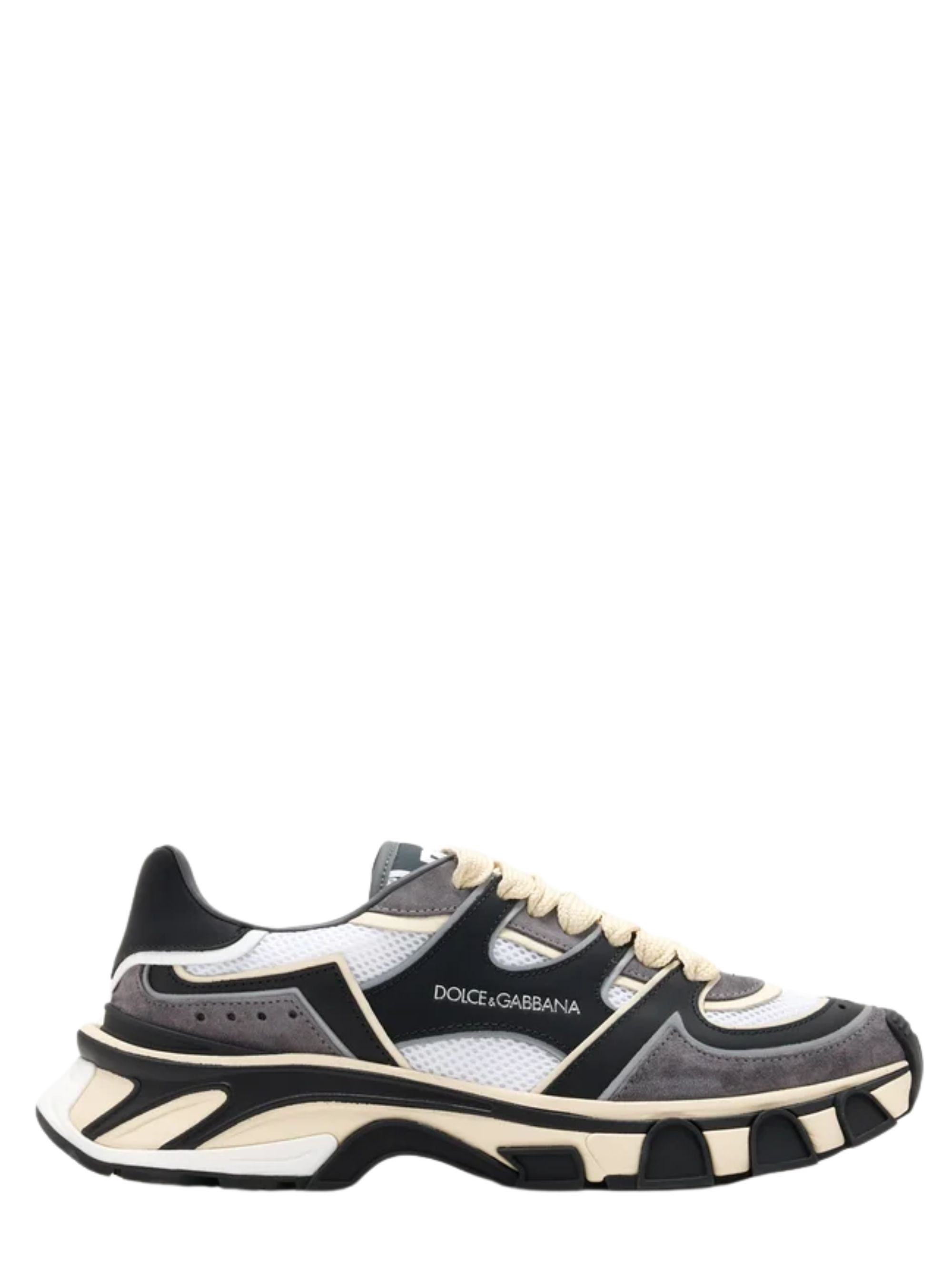 DOLCE & GABBANA | Sneakers DG Country Road in vitello nappato e mesh bianco e nero | Man | 42
