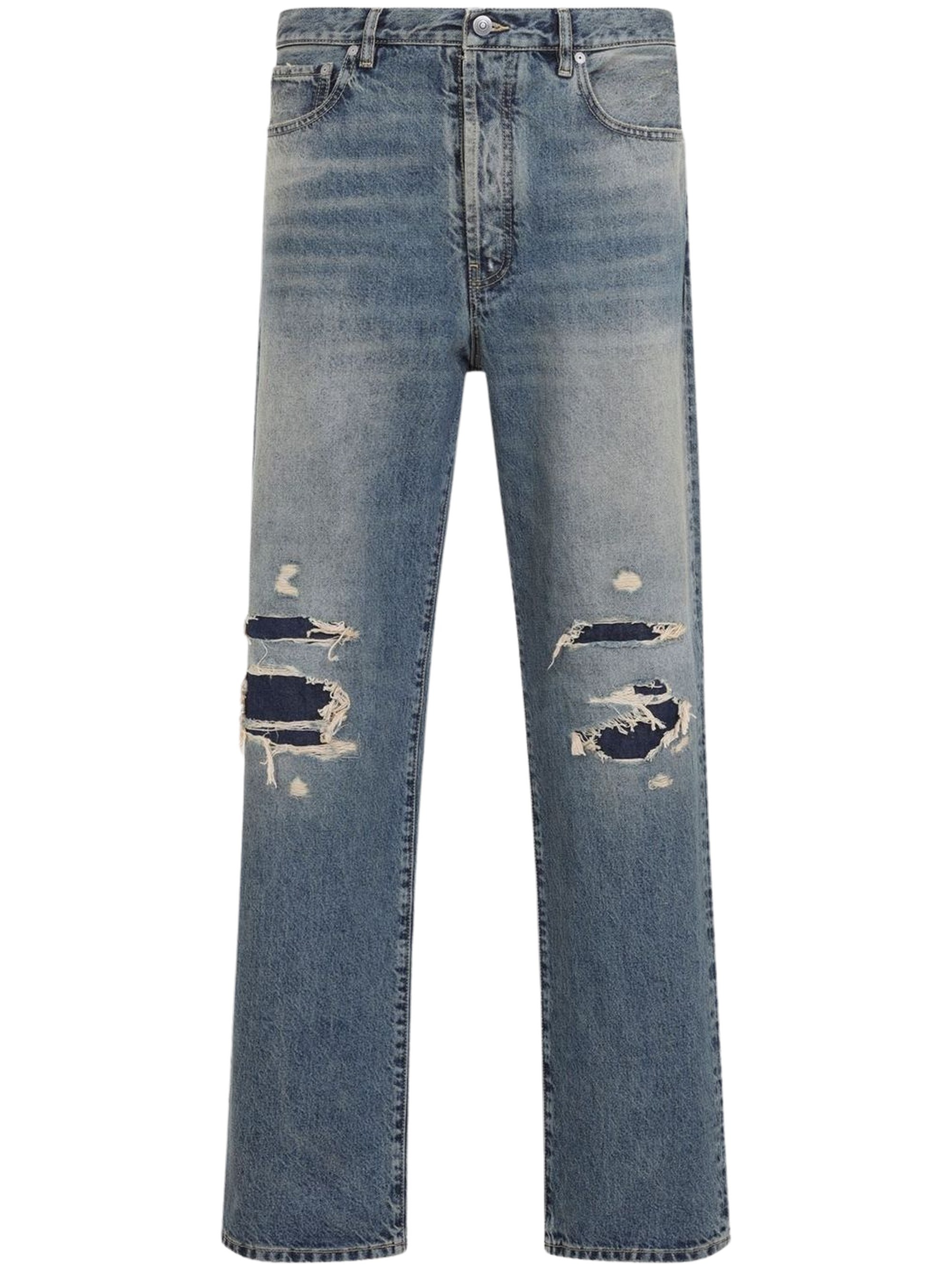 Maison Margiela Distressed Cotton Jeans — Blue