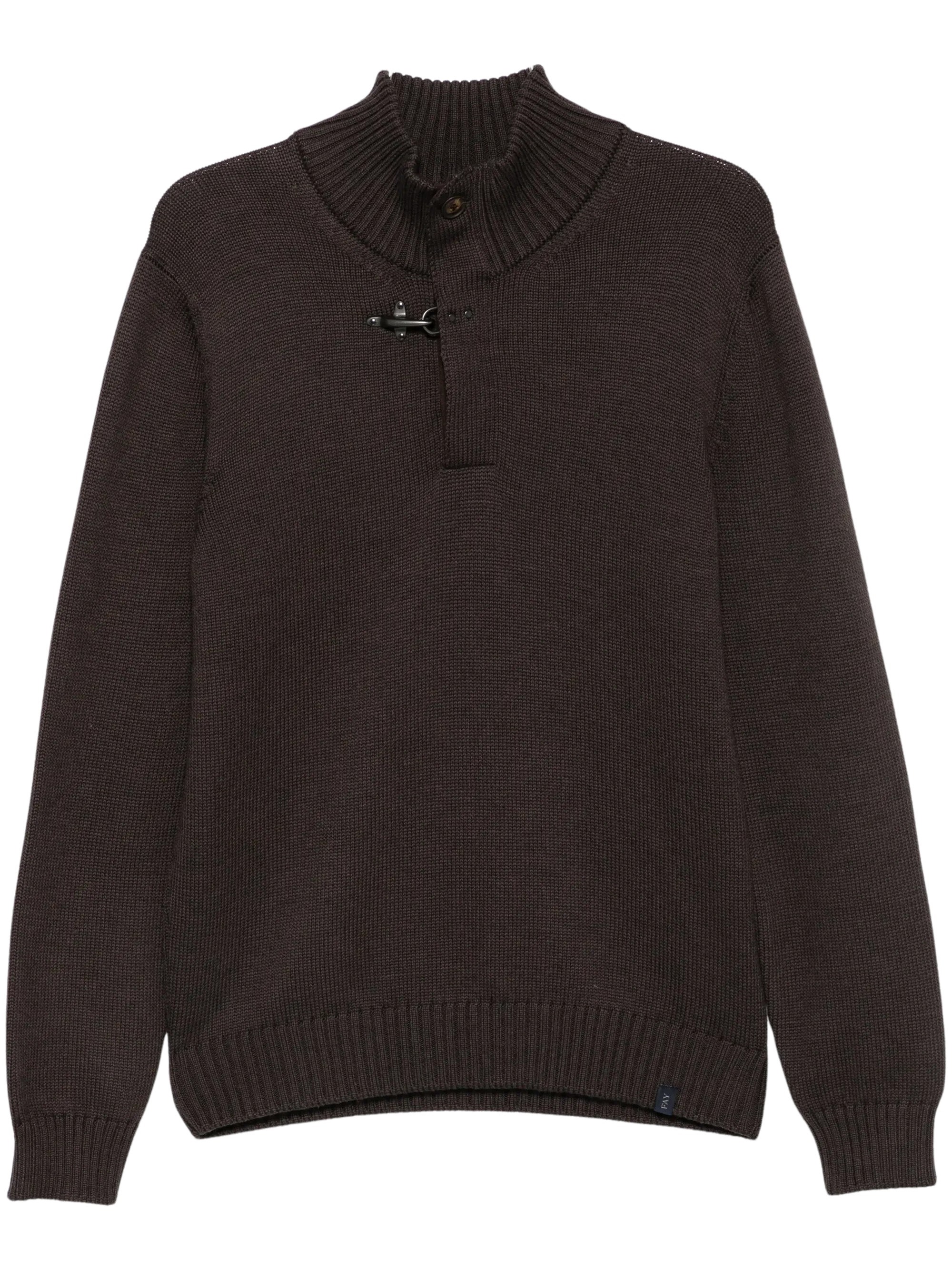 Fay Elbow-Patch Hook-Fastening Sweater