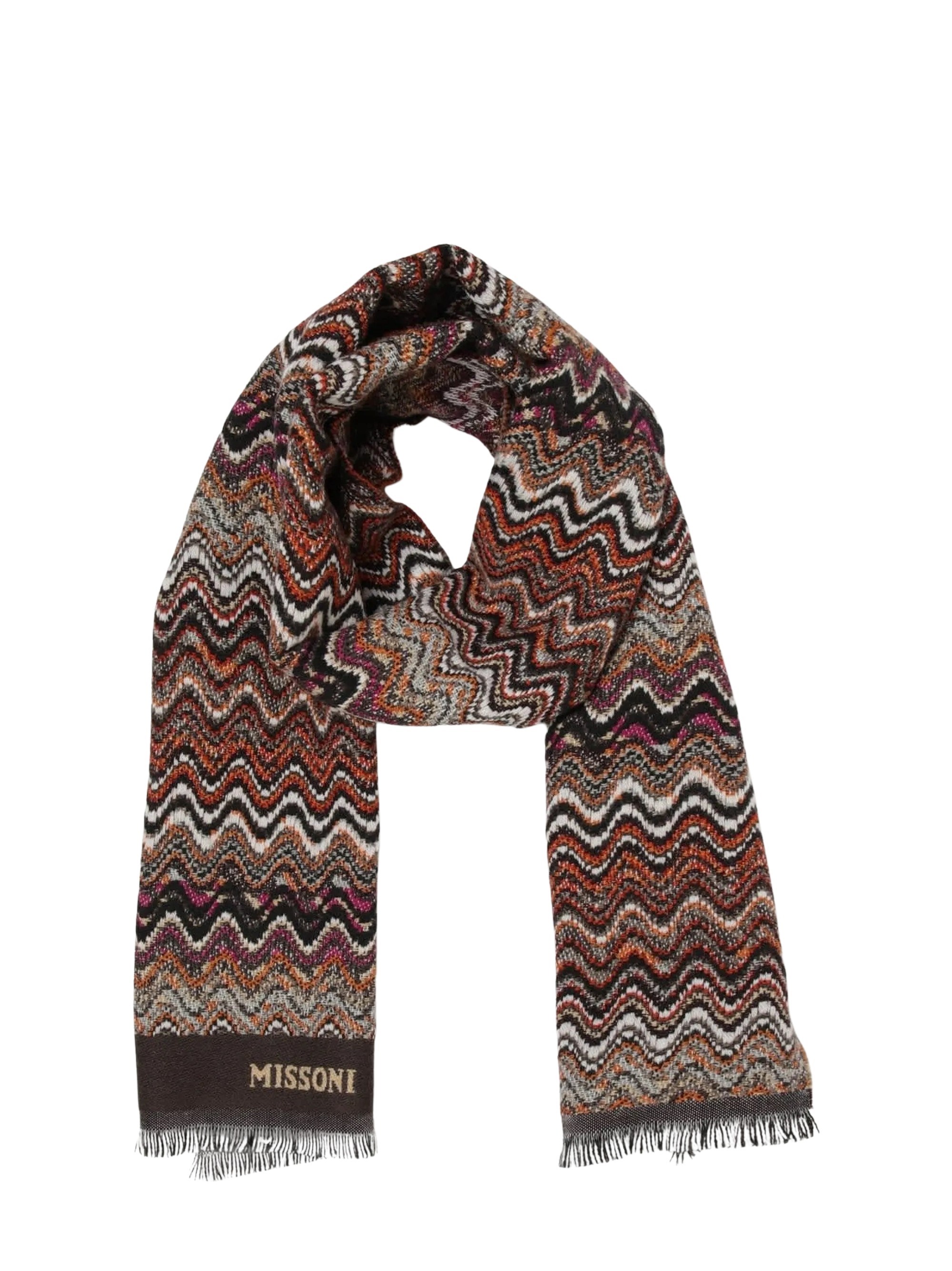 Missoni Zigzag-Pattern Knit Fringed Scarf