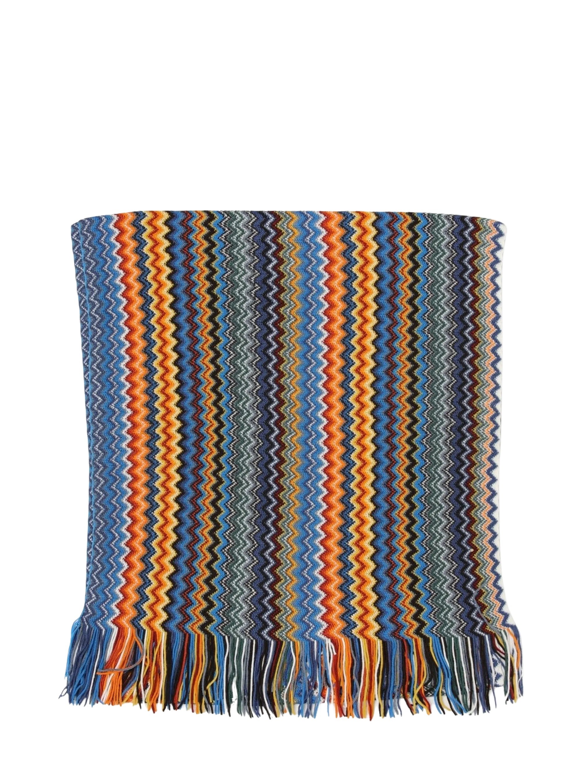 Missoni Zigzag-Pattern Knit Fringed Scarf