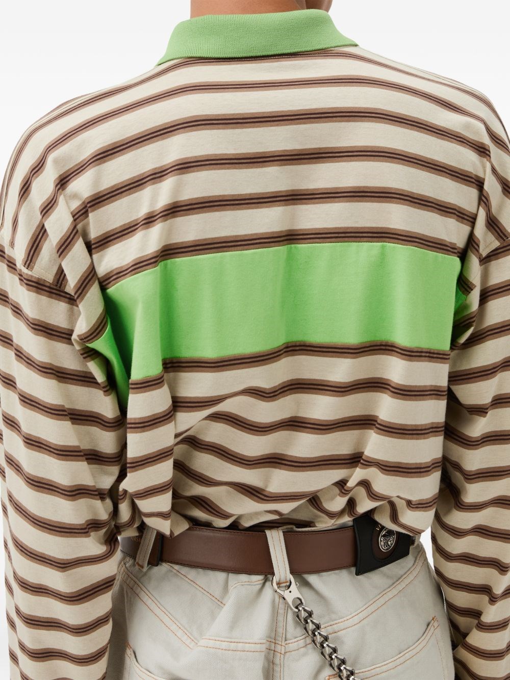 Versace Embroidered-Logo Striped-Intarsia Cotton Polo Shirt