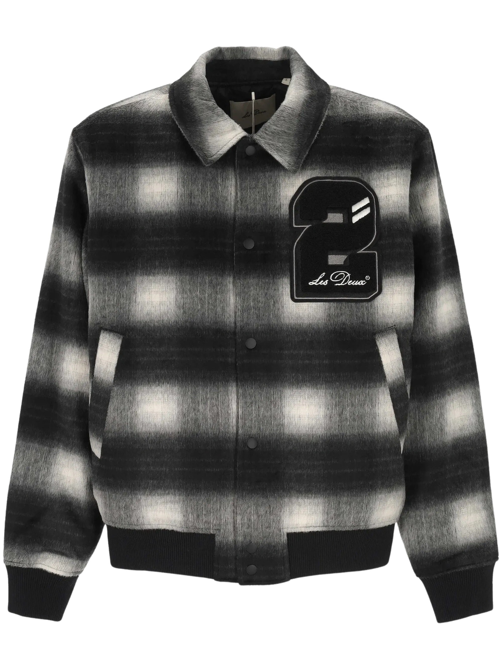 Check-Pattern Logo-Patch Jacket