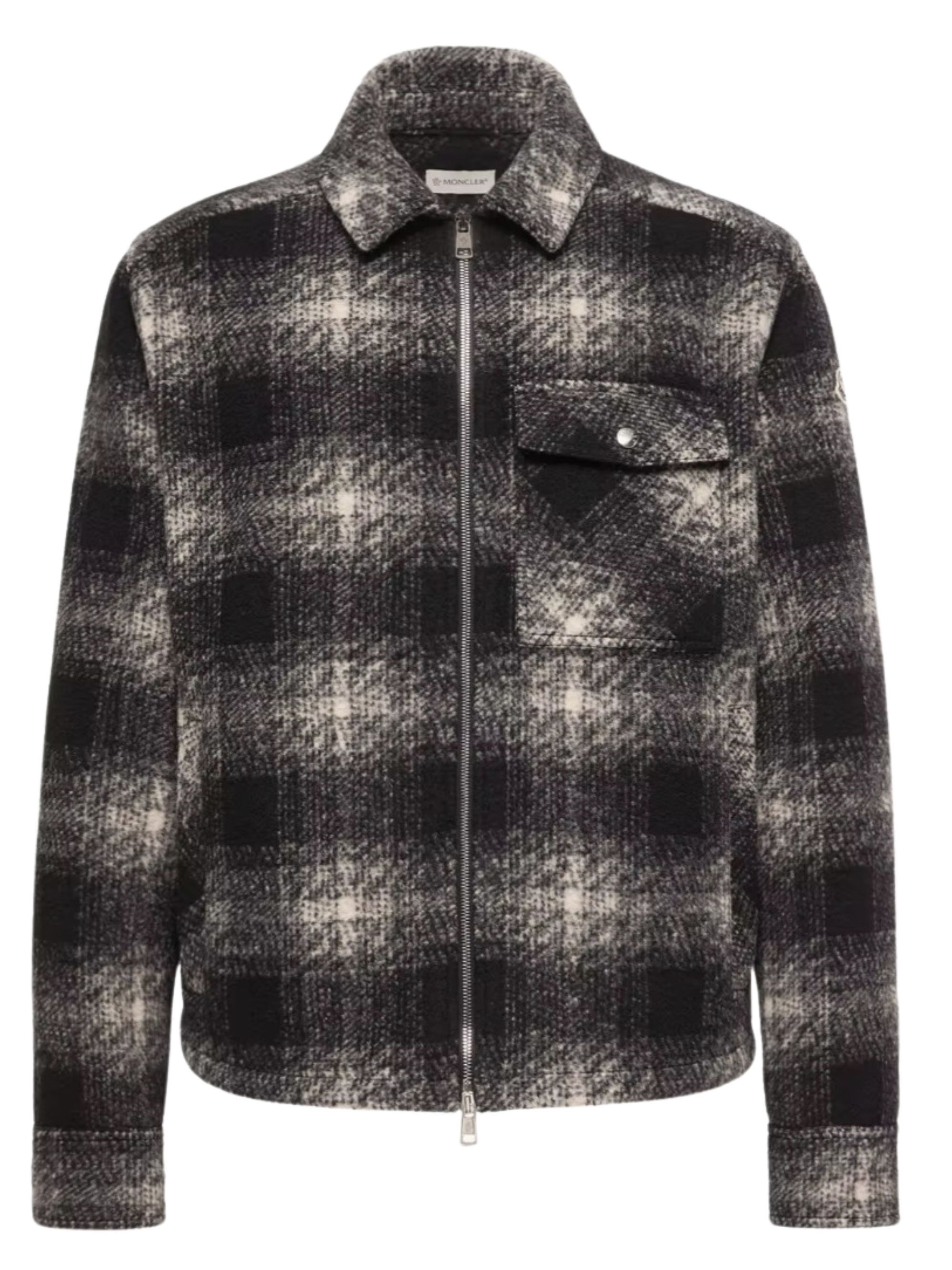 MONCLER CHECKERED ZIP OVERSHIRT Size: XL, colour: BLACK