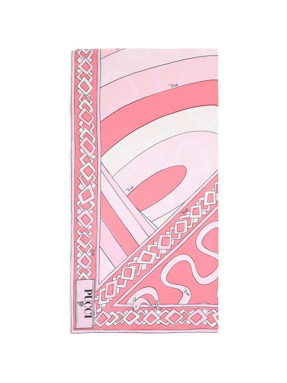 Pucci Geometric-Printed Silk Scarf — Pink