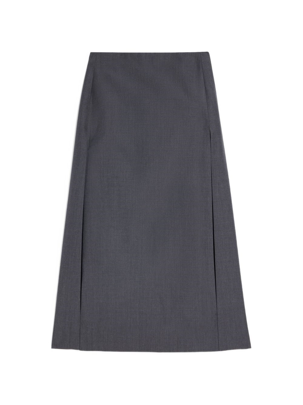 JIL SANDER | Fog grey wool canvas midi skirt with slits | female | 42