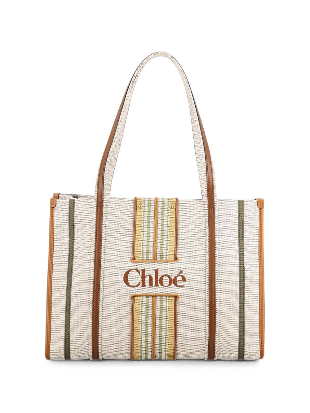 Chloe Women's Woody Loop Striped Cotton Tote Bag - Pure Brown - Image 5