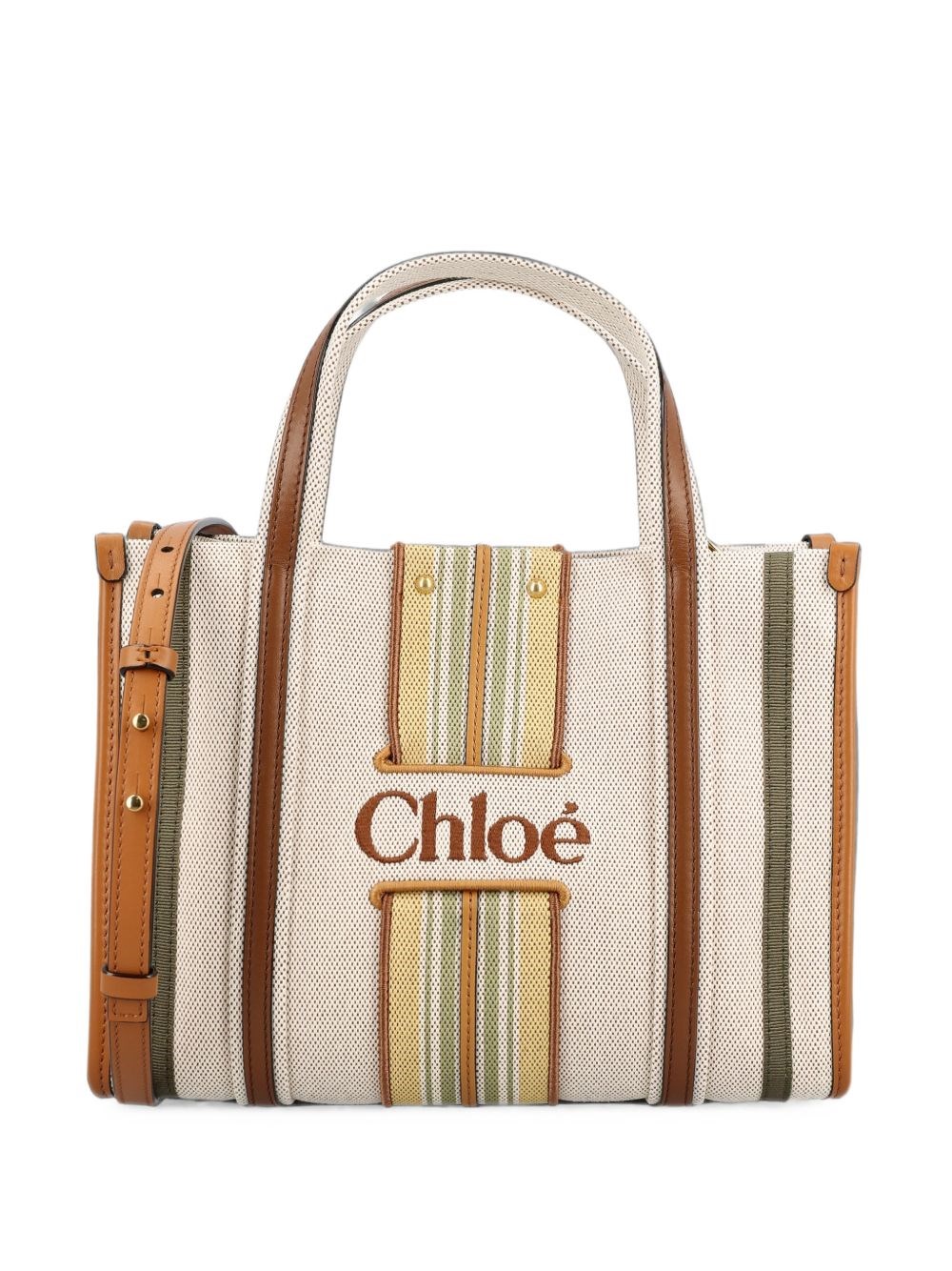 Chloé Women's Brown Small Woody Loop Tote Bag In Canvas - Image 5