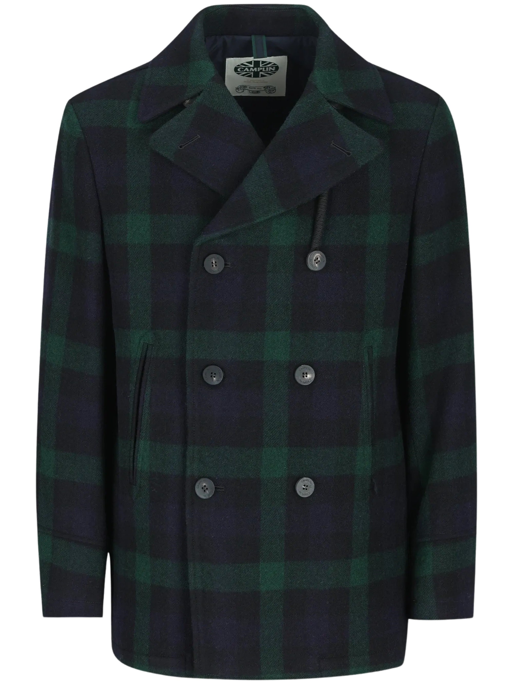 Check Double-Breasted Peacoat