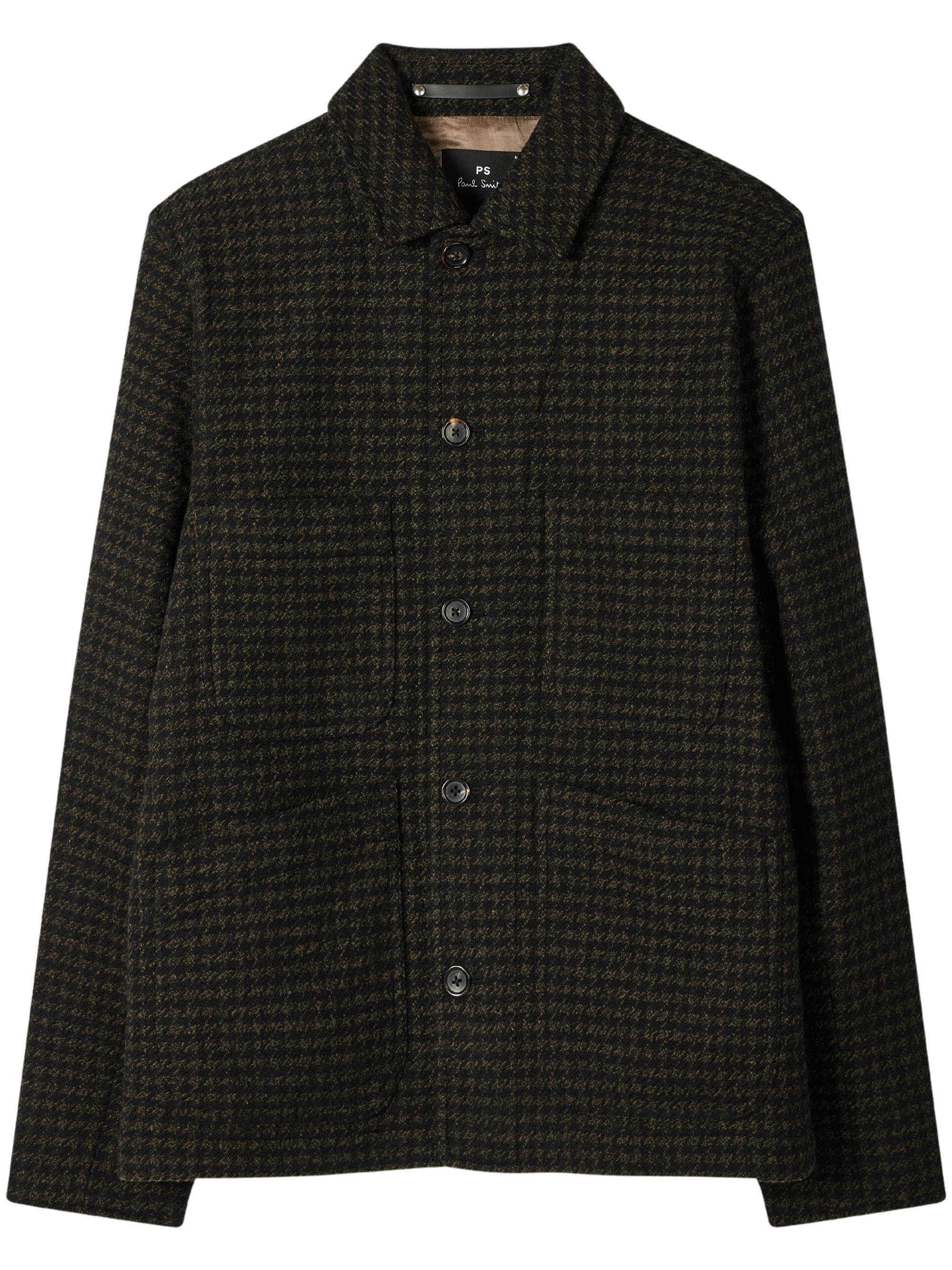 PS Paul Smith Dark Green Dogtooth Wool-Blend Chore Jacket