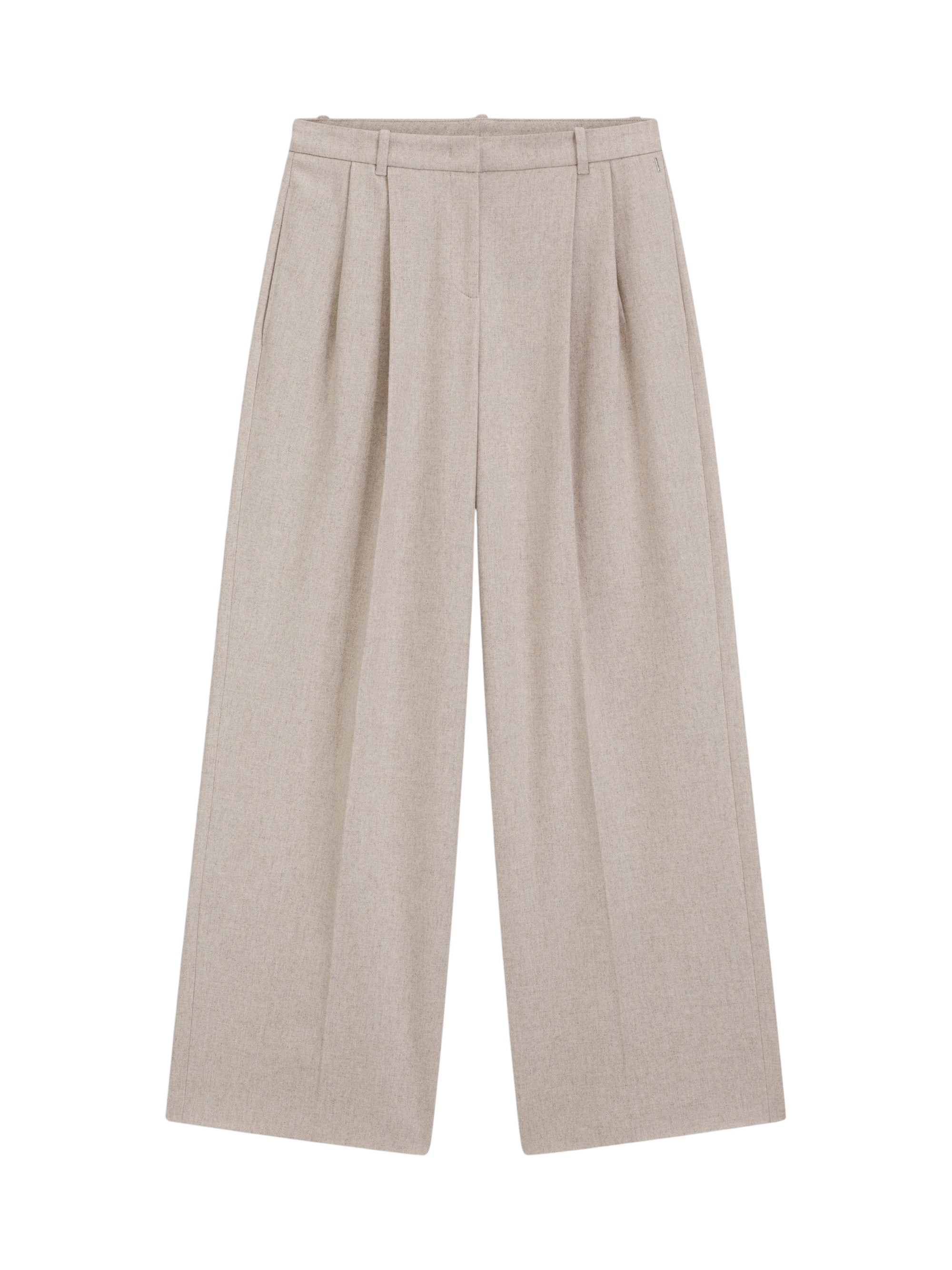 BOSS Wide-Leg Trousers In Melange Flannel With Front Pleats
