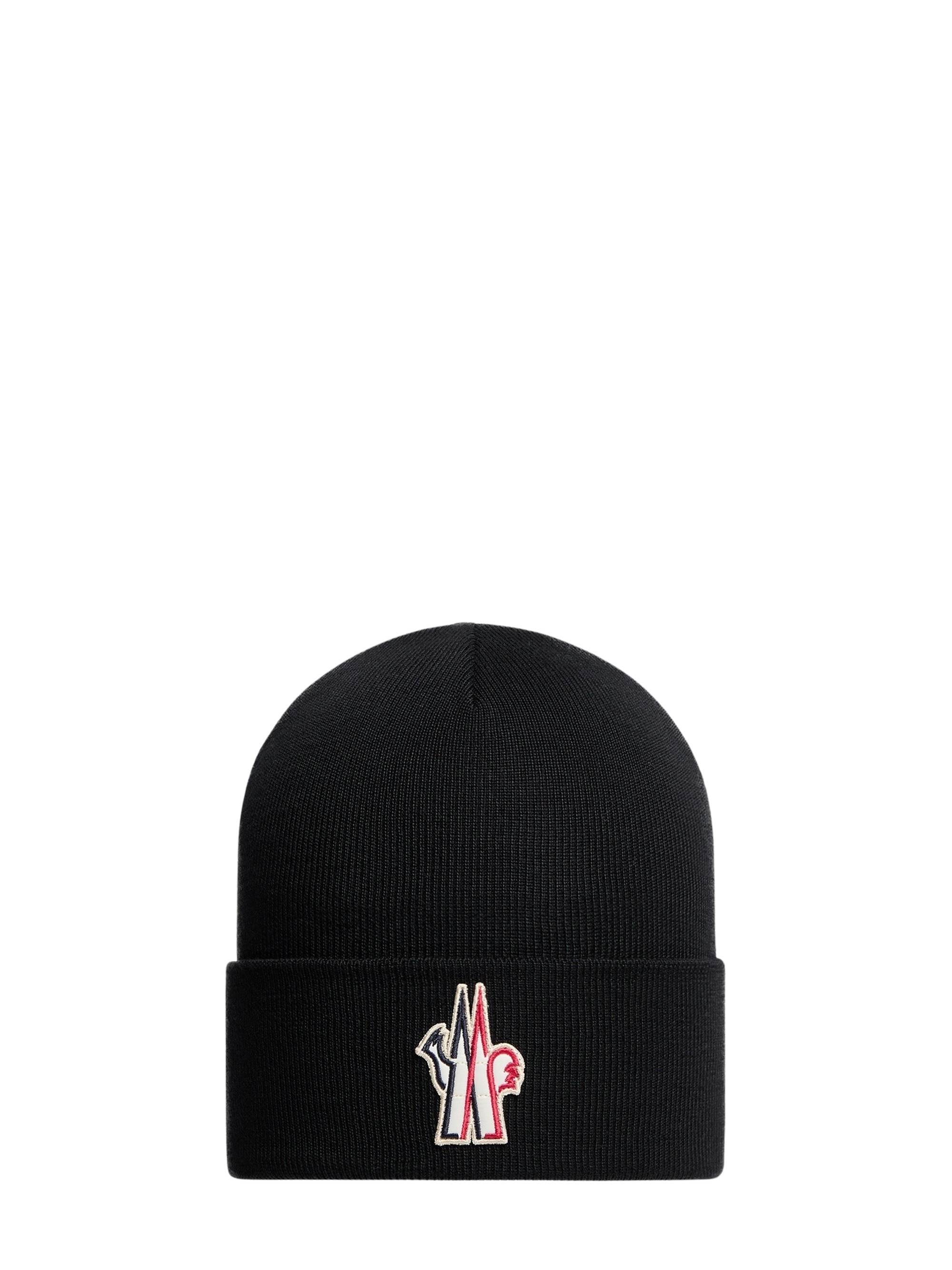 MONCLER GRENOBLE | Black wool beanie with logo patch | male | PZ