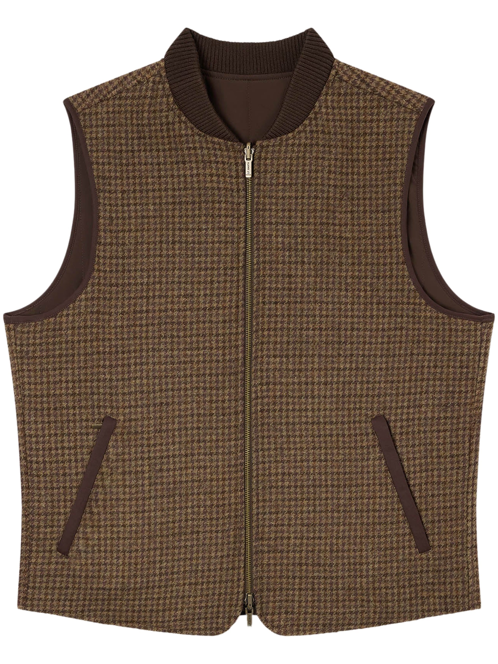 MC2 Saint Barth Spencer Wool Reversible Vest With Houndstooth Pattern