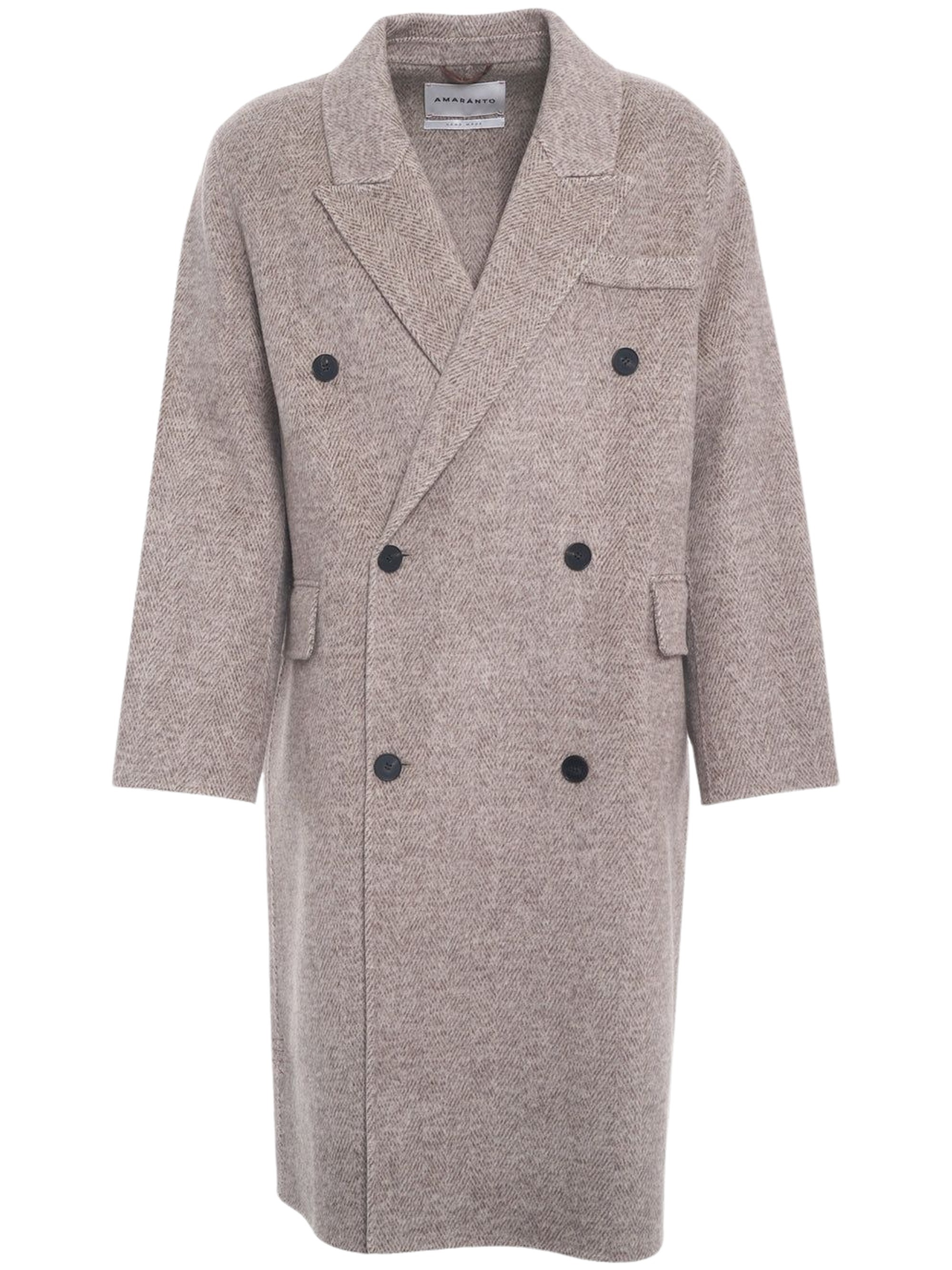 Amaranto Herringbone Pattern Double-Breasted Coat