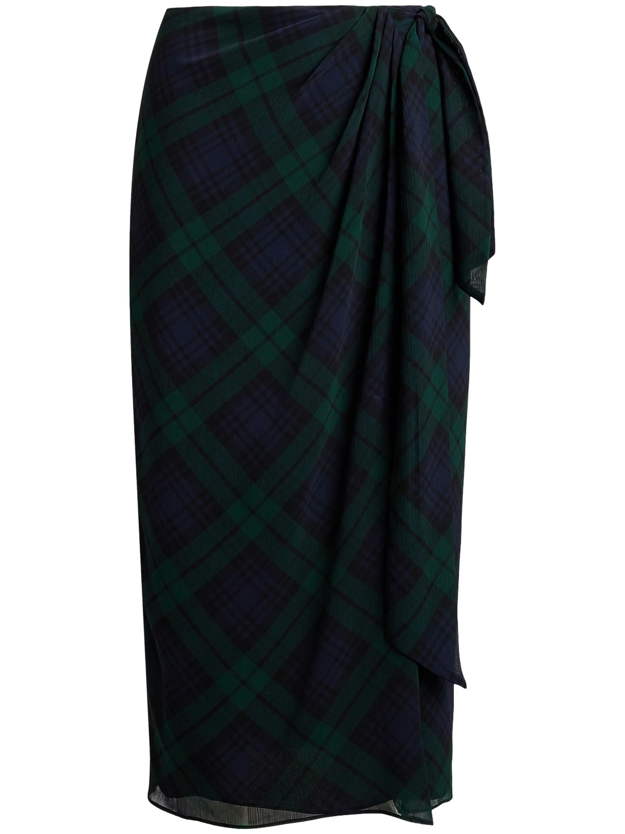 Lauren Ralph Lauren Plaid Tie-Front Georgette Midi Skirt