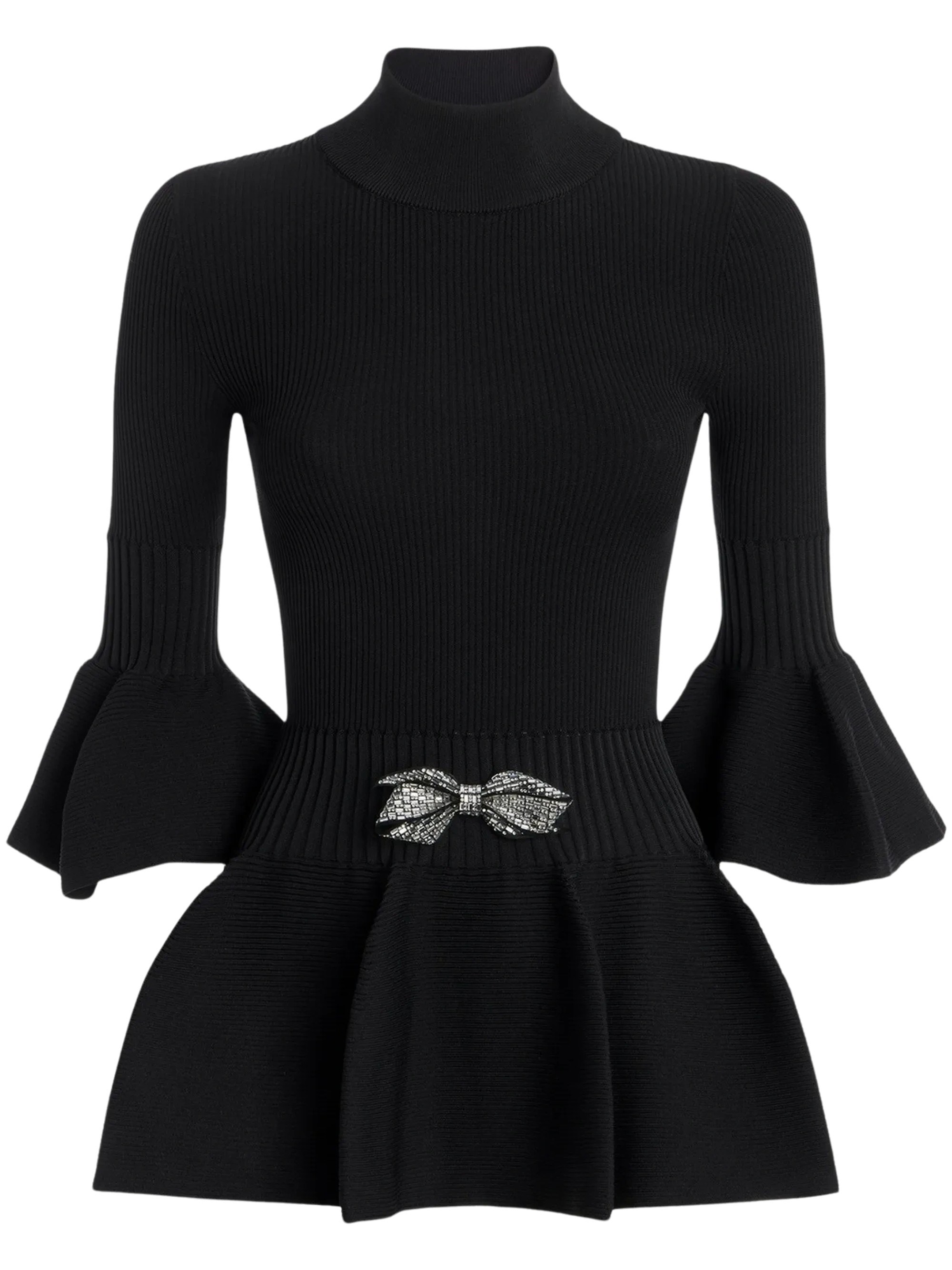 Genny Bow-Embellished Peplum Sweater Genny