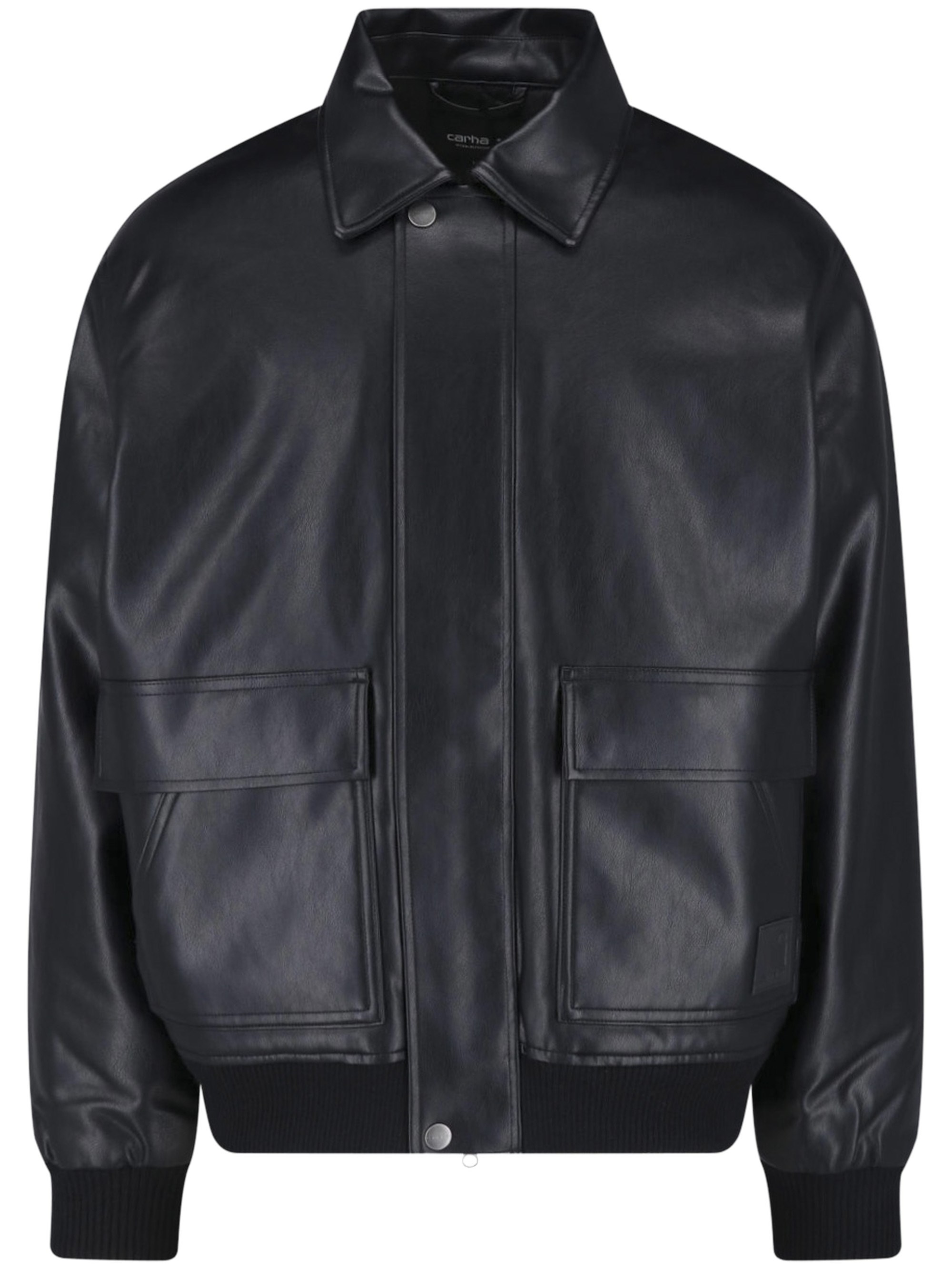Carhartt Wip Uomo Nero Arizona Giacca Trucker In Pelle Sintetica Nera - Immagine 5